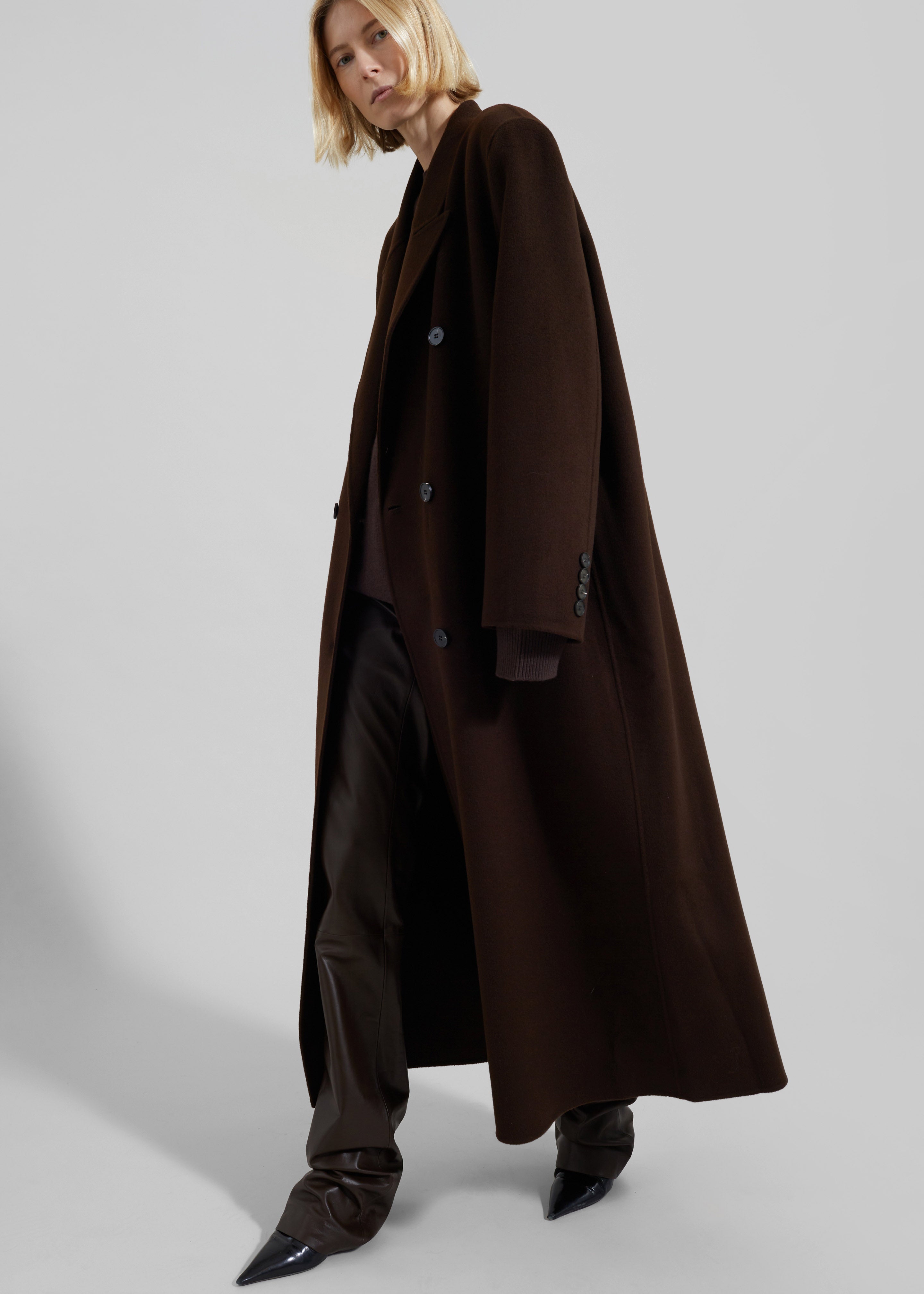 Gaia Double Breasted Coat - Dark Brown - 6