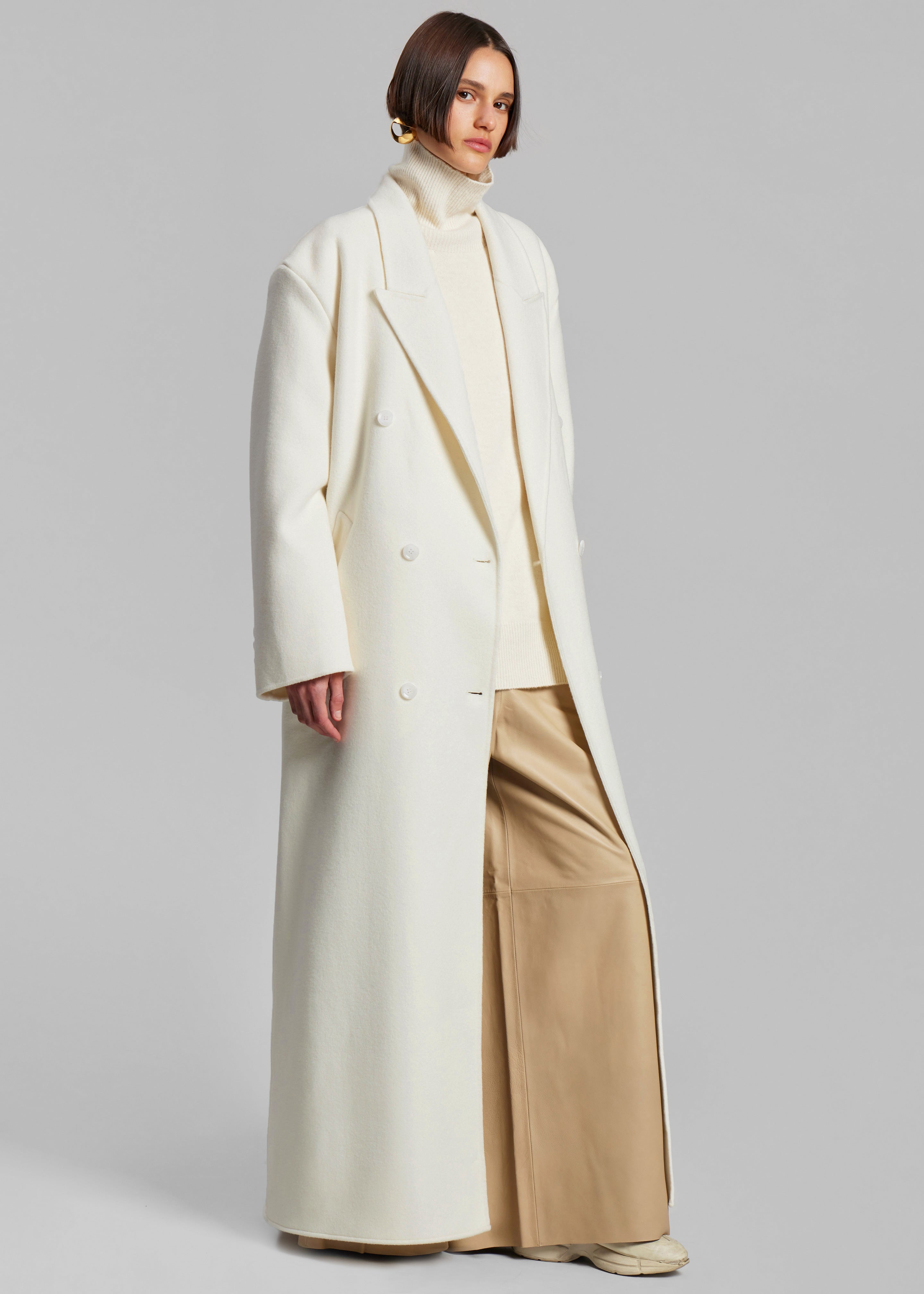 Gaia Double Breasted Coat - Ivory - 7