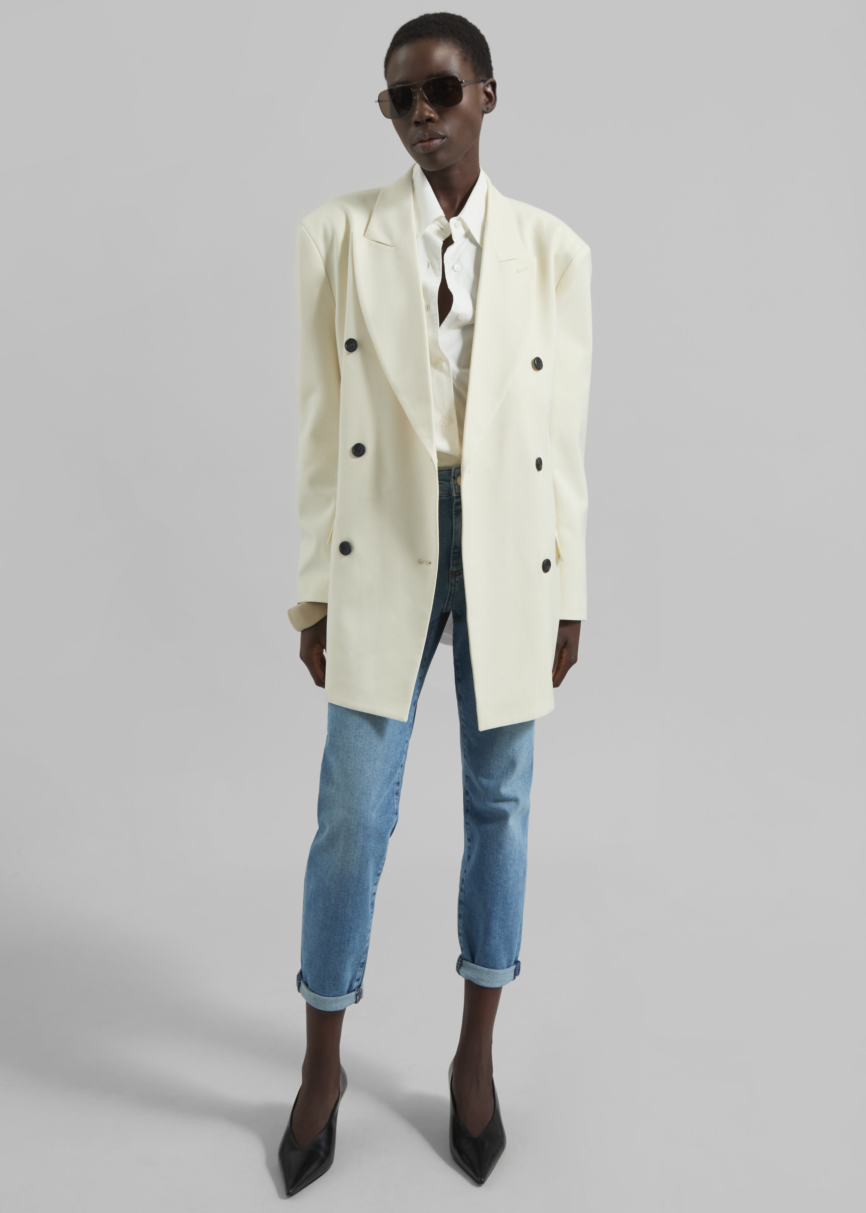 Gavle Double-Breasted Blazer - Ivory - 4