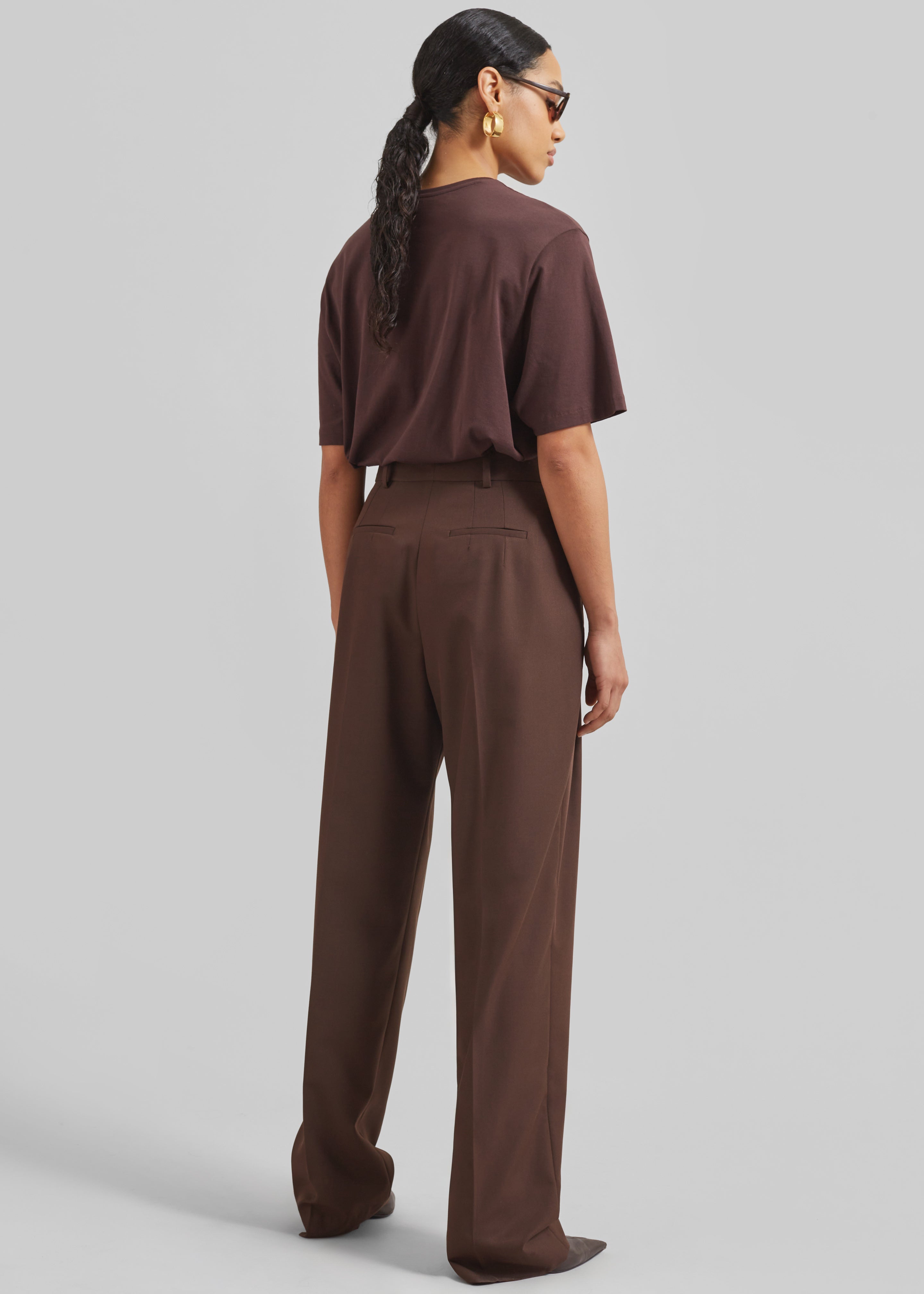 Gelso Pleated Twill Trousers - Brown - 4