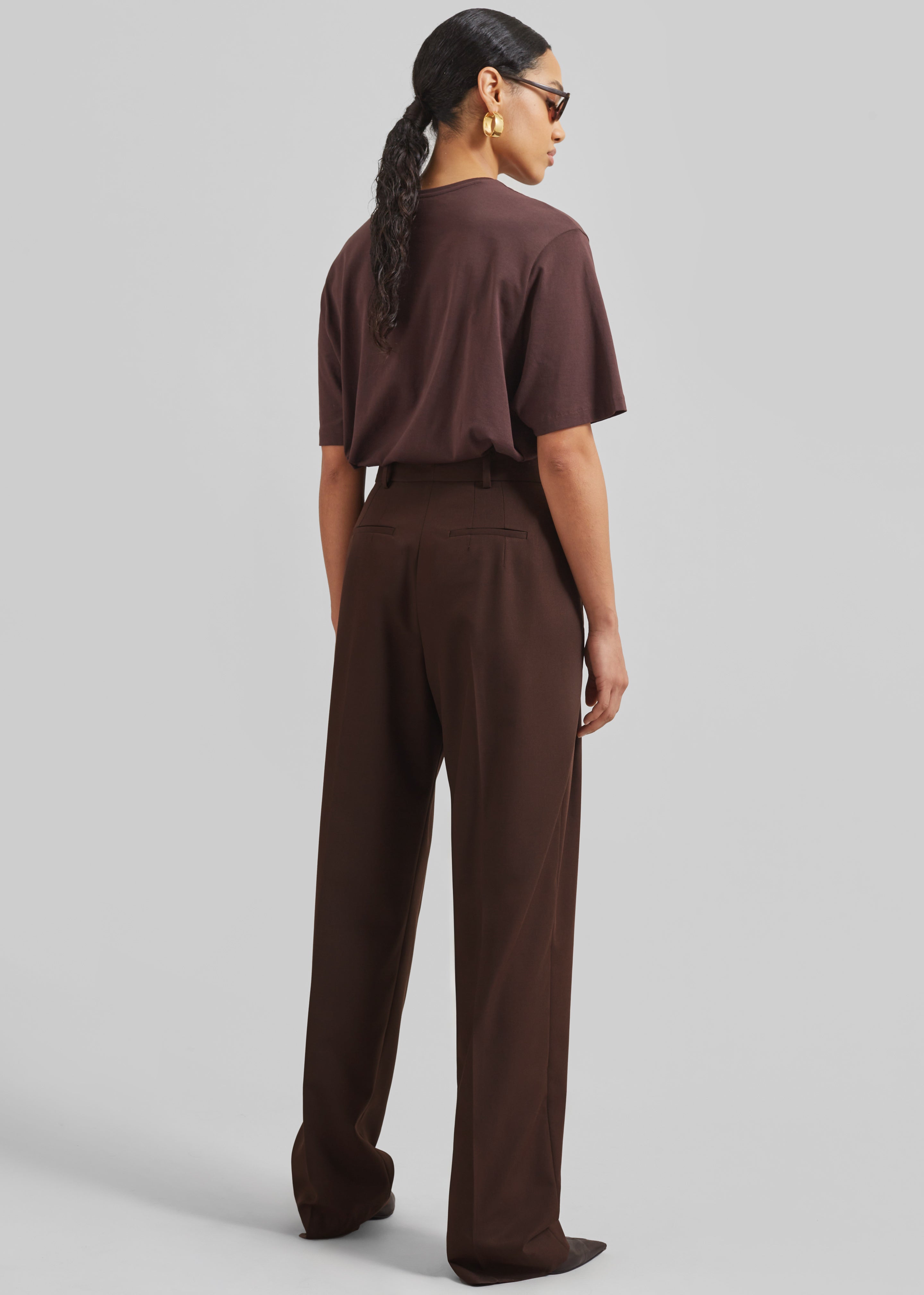 Gelso Pleated Twill Trousers - Brown - 7