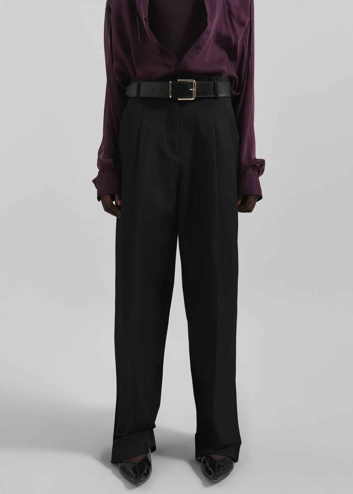 Gelso Pleated Twill Trousers - Black - 2