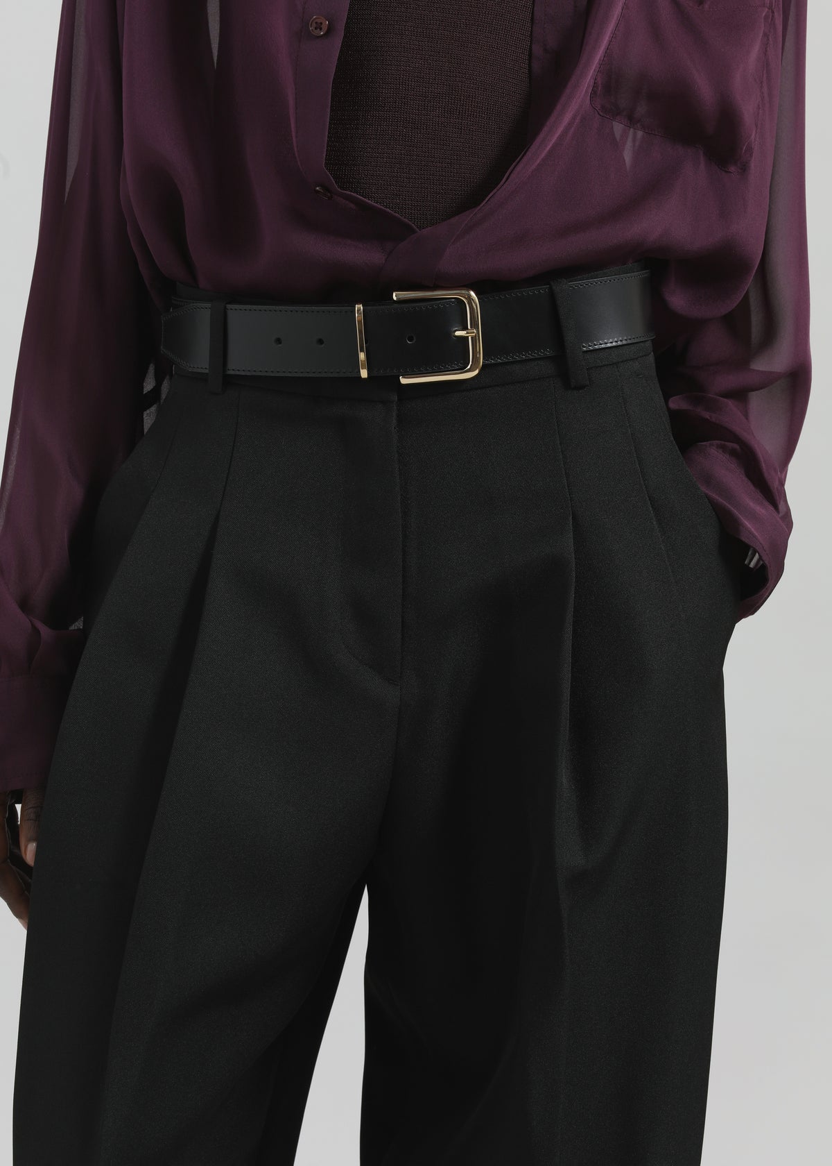 Gelso Pleated Twill Trousers - Black - 3