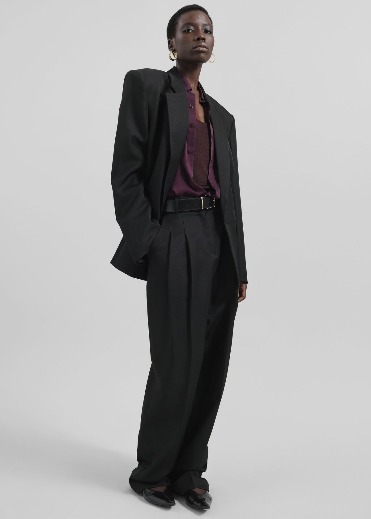 Gelso Pleated Twill Trousers - Black - 5