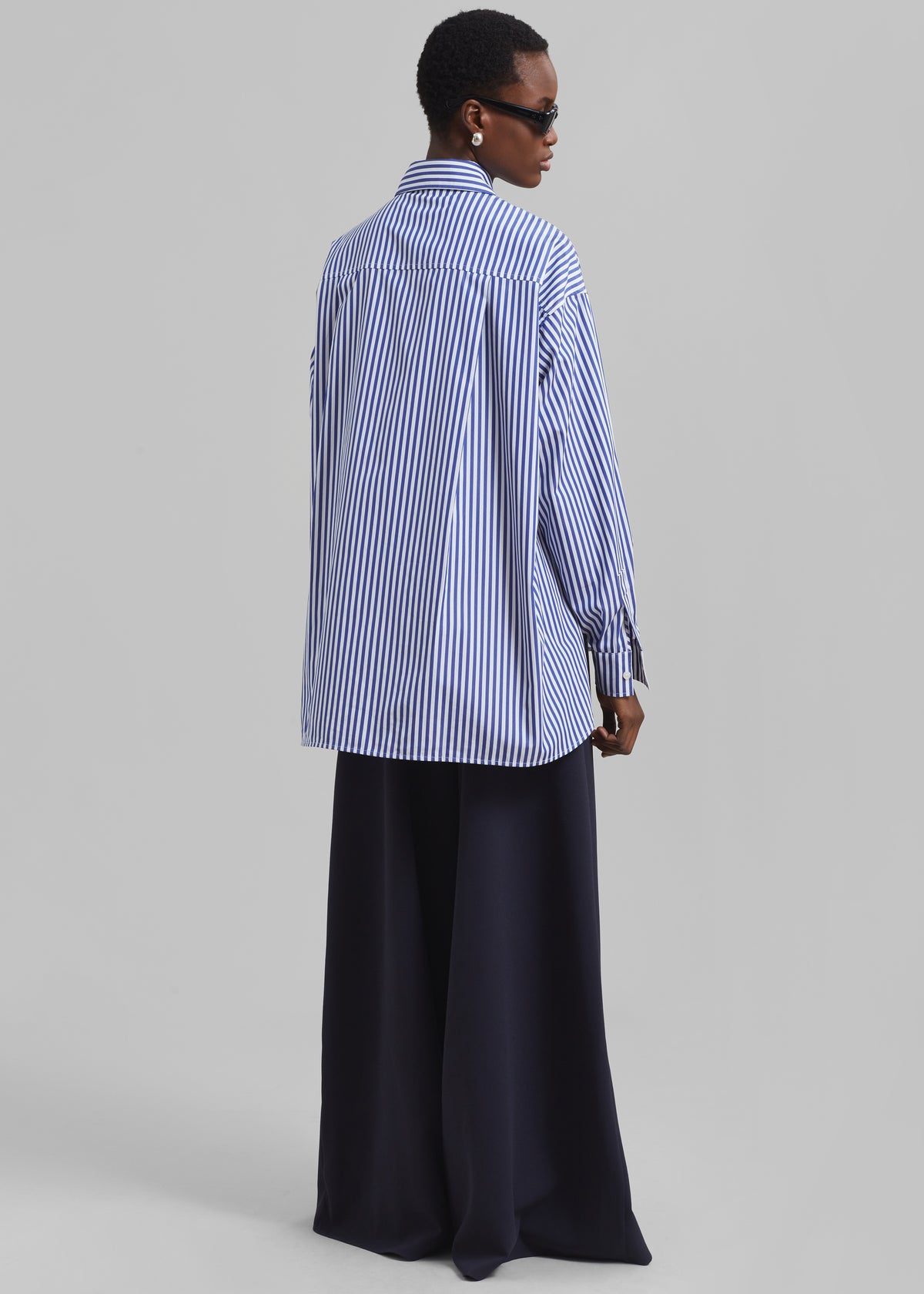 Georgia Boxy Shirt - White/Blue Stripe - 12