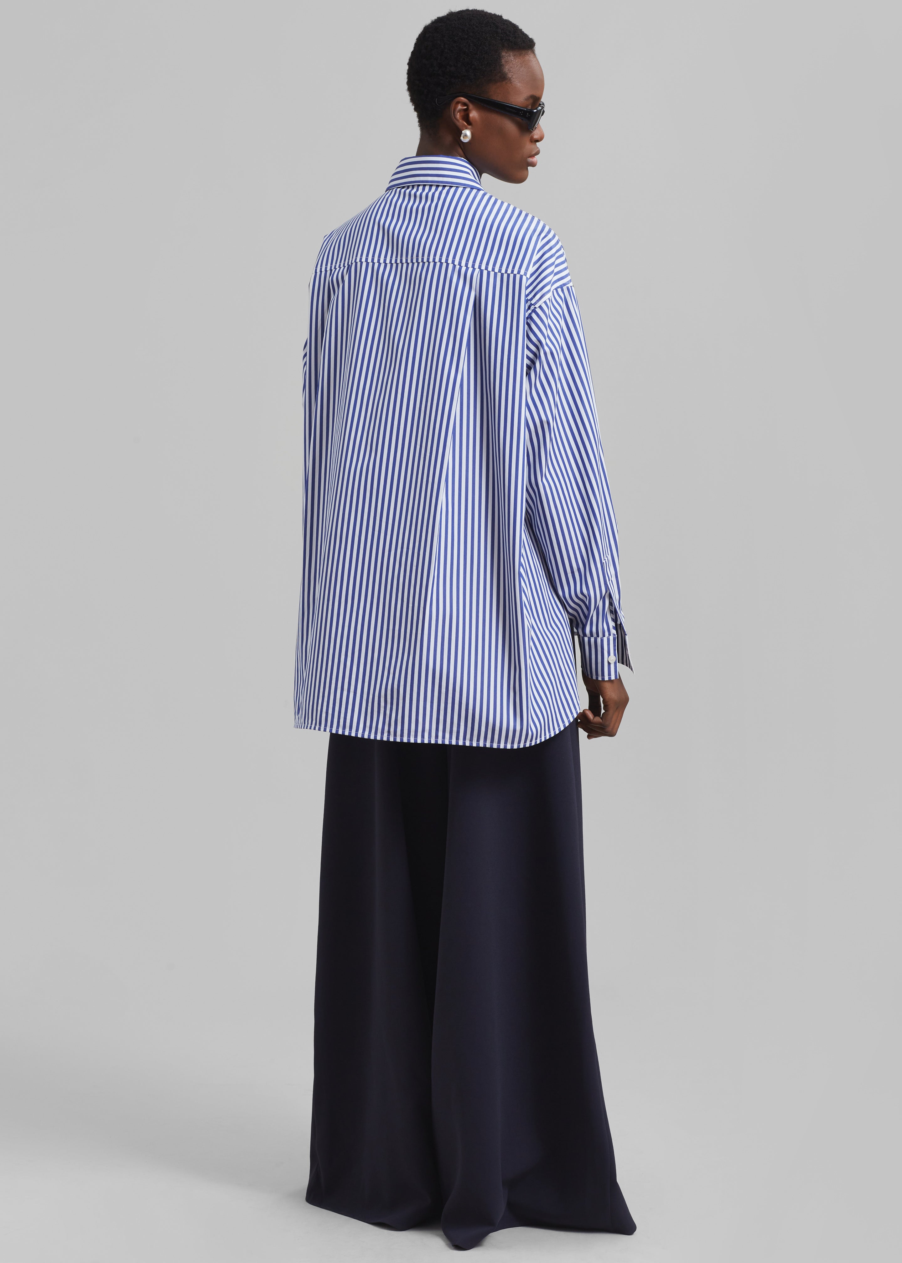 Georgia Boxy Shirt - White/Blue Stripe - 12