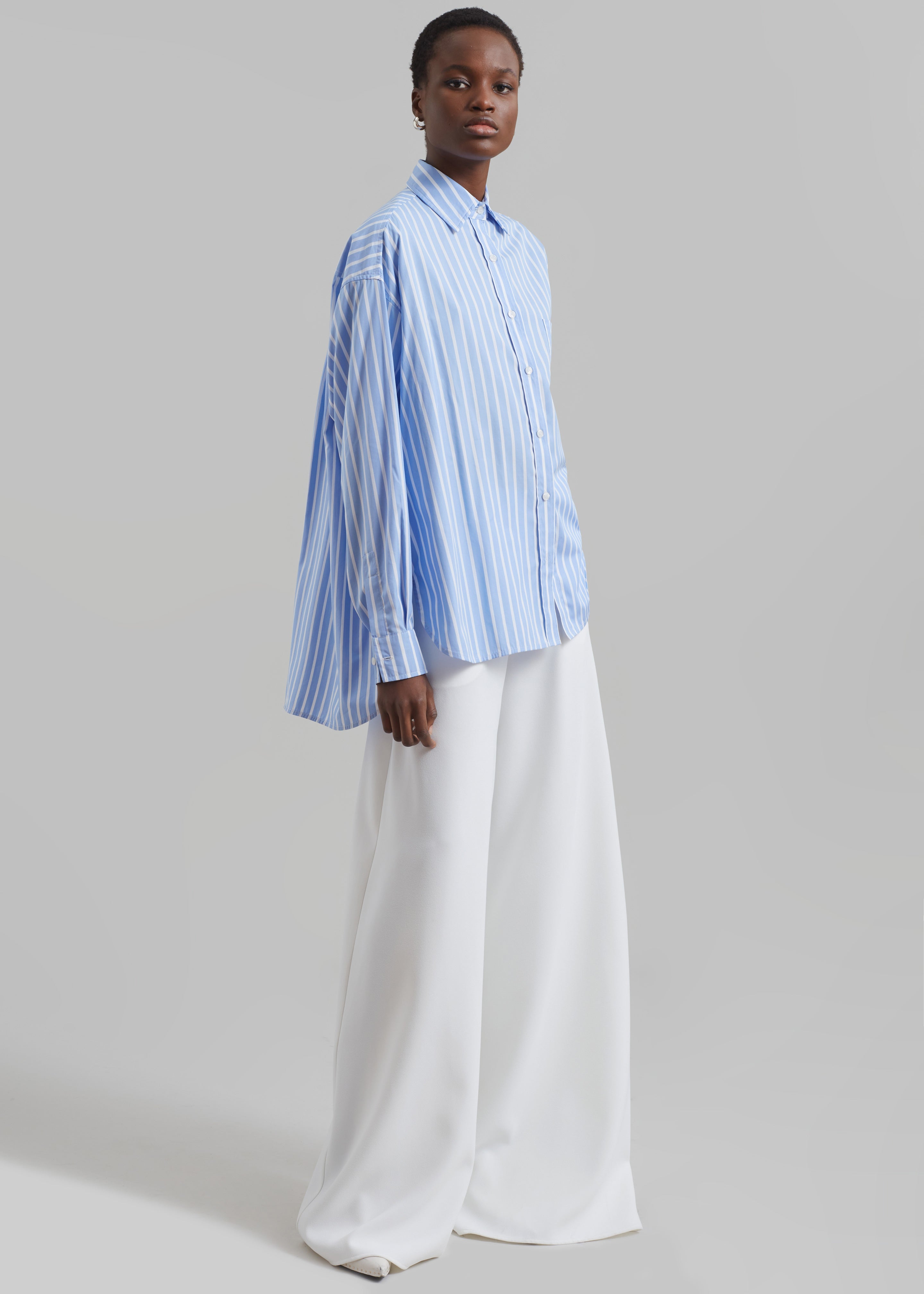 Georgia Boxy Shirt - Sky Blue/White Stripe - 4