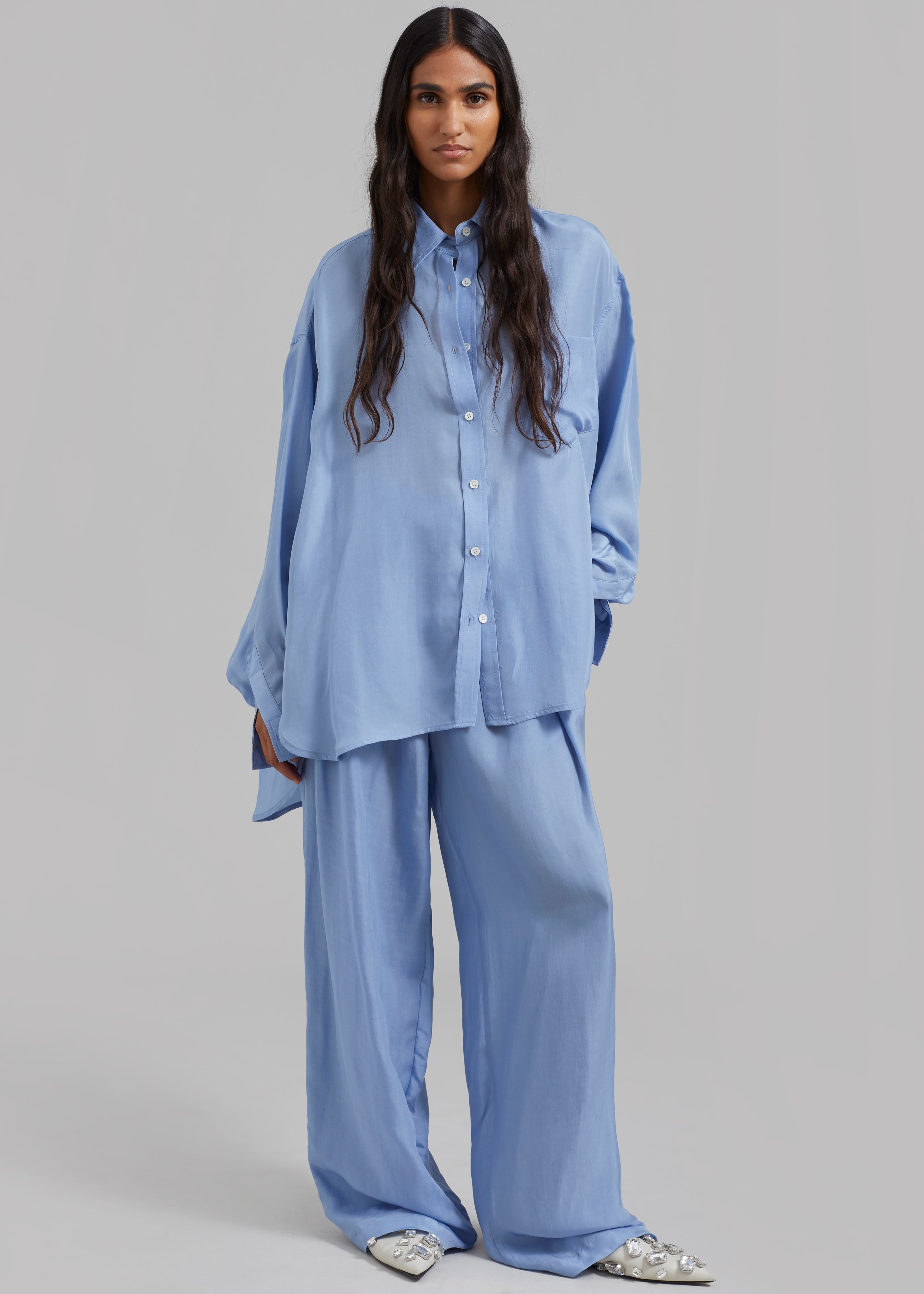 Georgia Silky Shirt - Light Blue - 4
