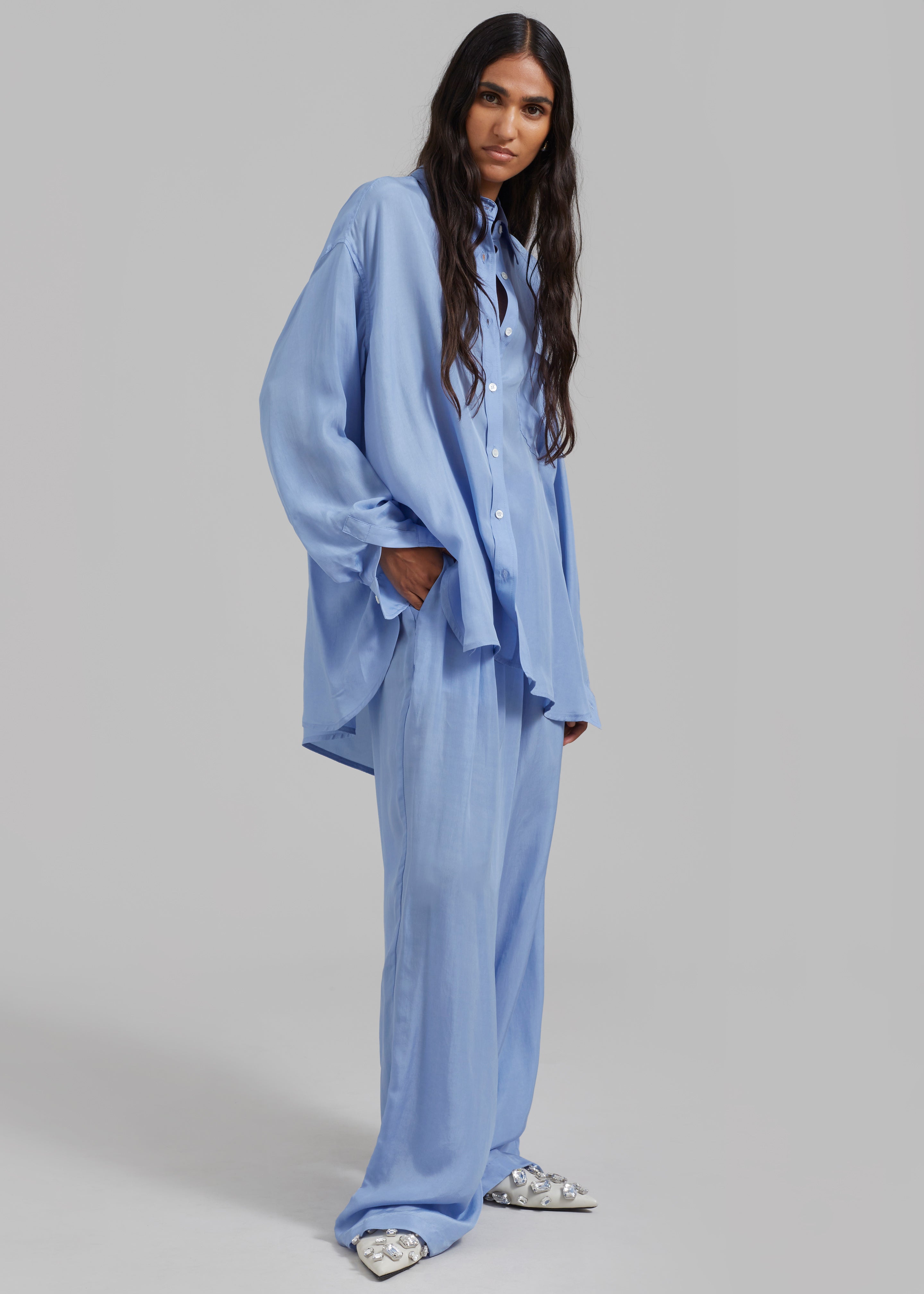 Georgia Silky Shirt - Light Blue - 6