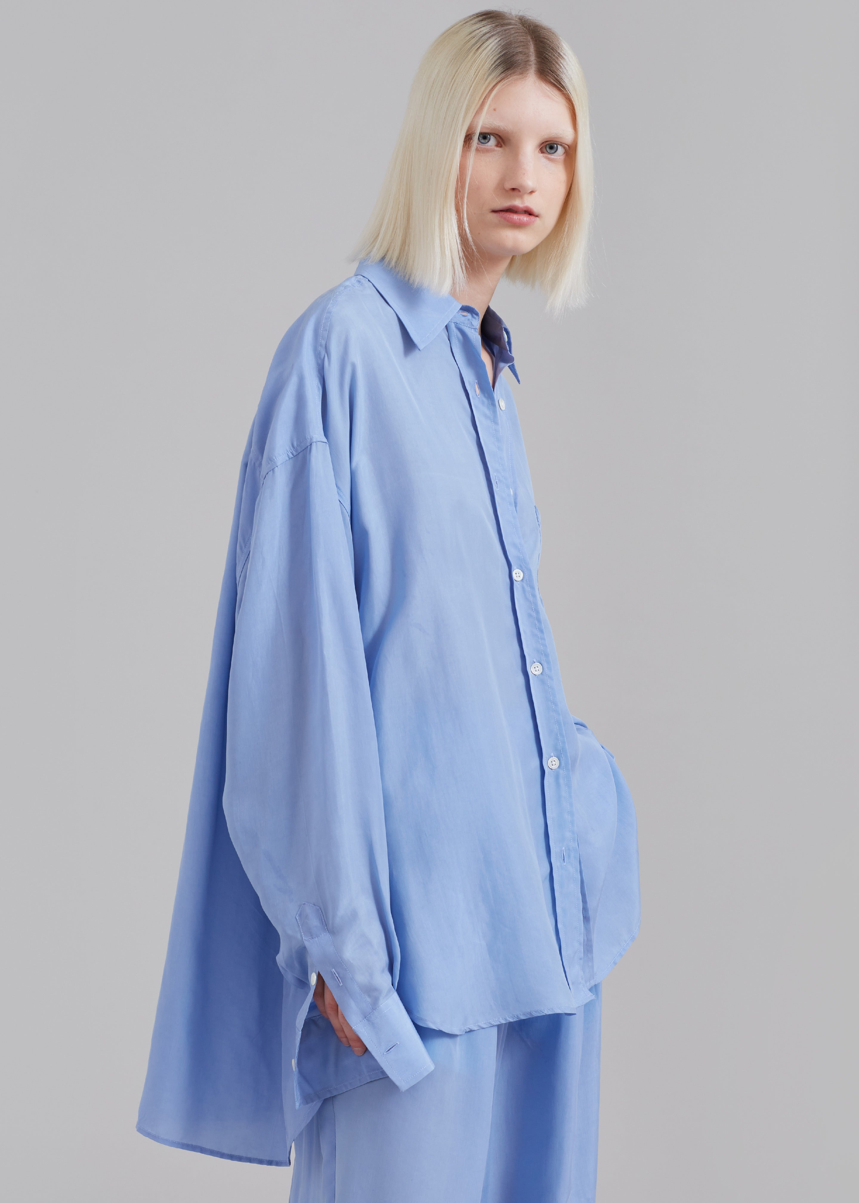 Georgia Silky Shirt - Light Blue - 5