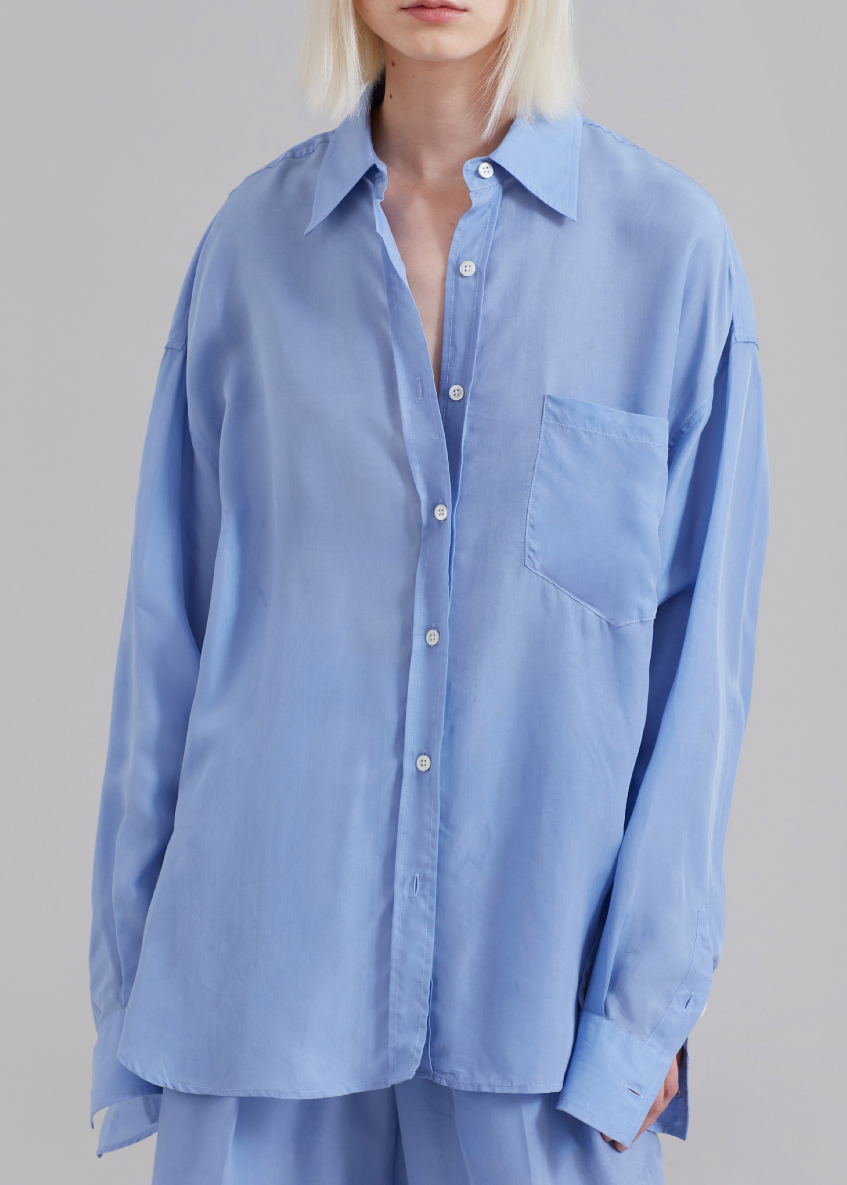 Georgia Silky Shirt - Light Blue - 3