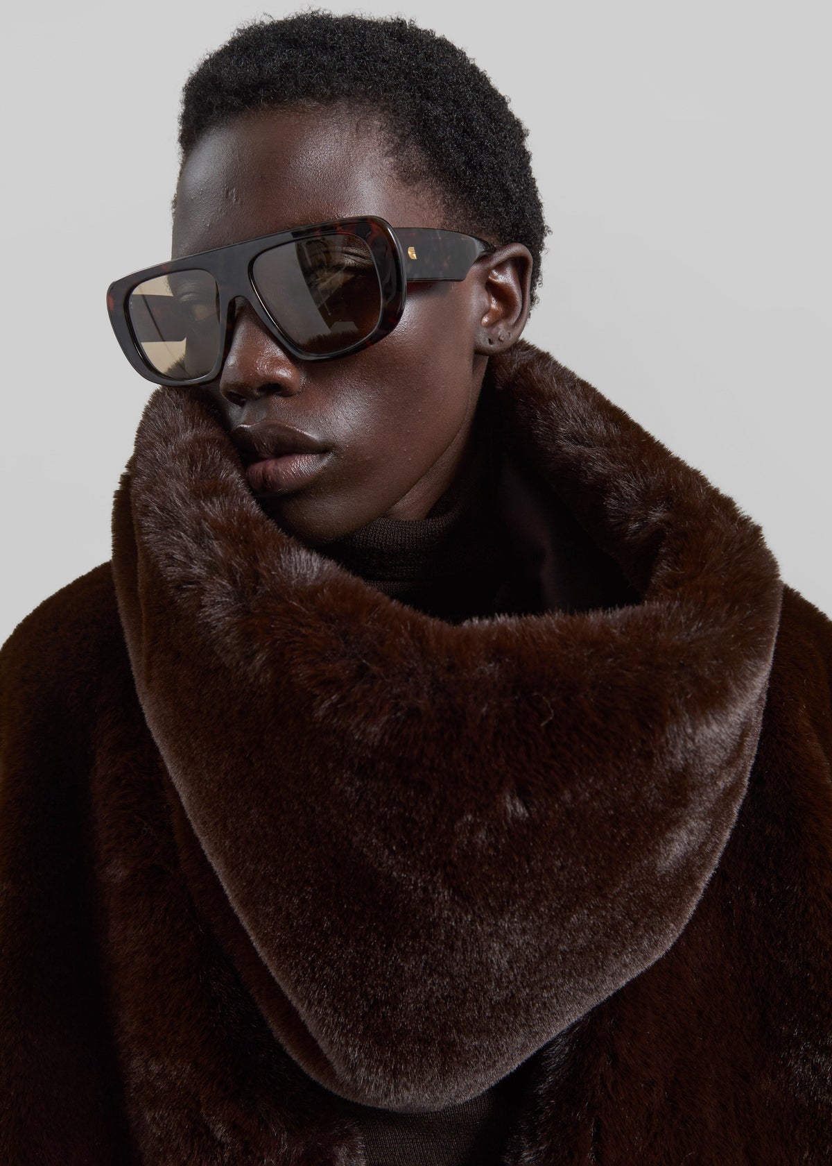 Ginevra Faux Fur Scarf - Brown - 5
