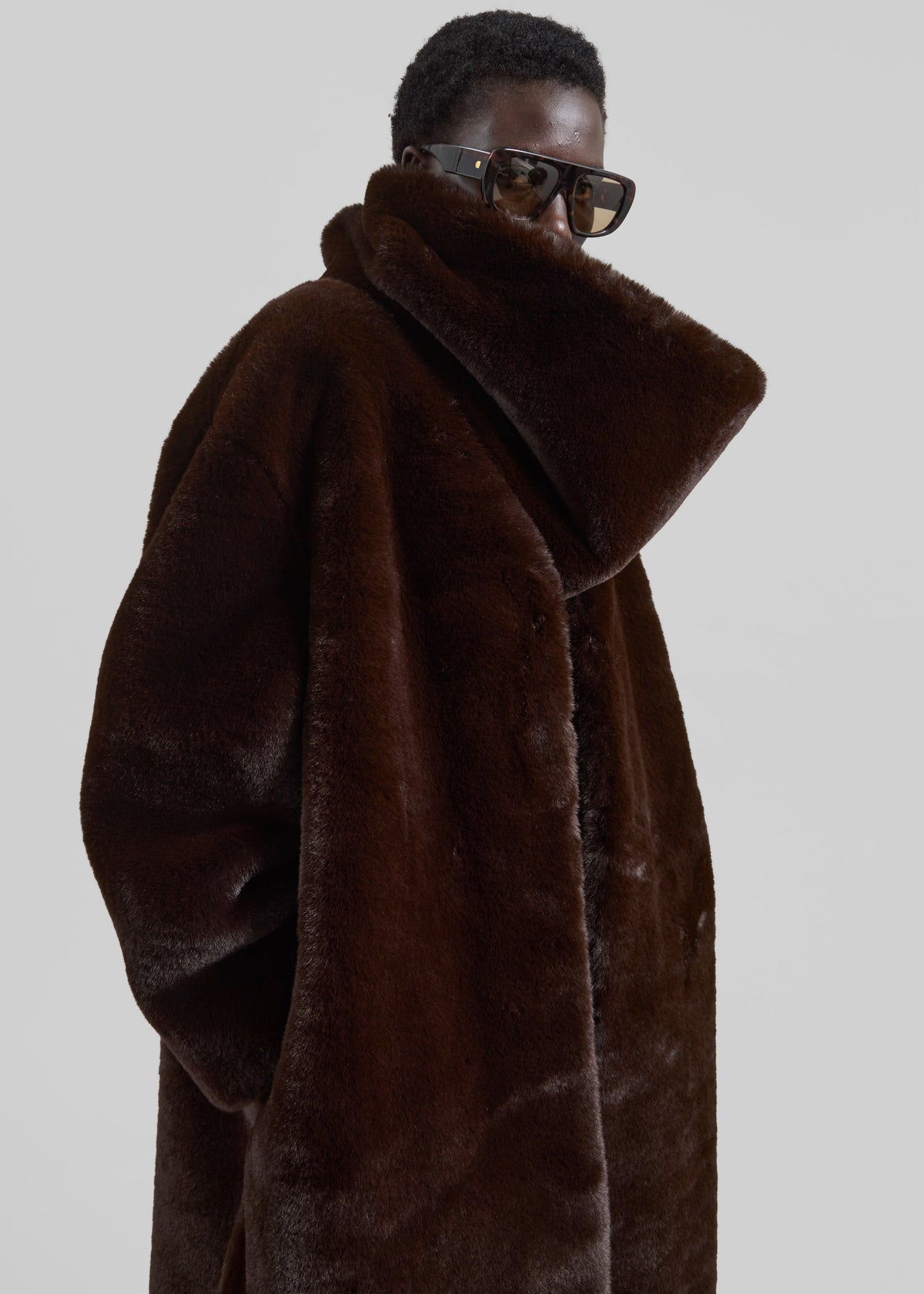 Ginevra Faux Fur Scarf - Brown - 10
