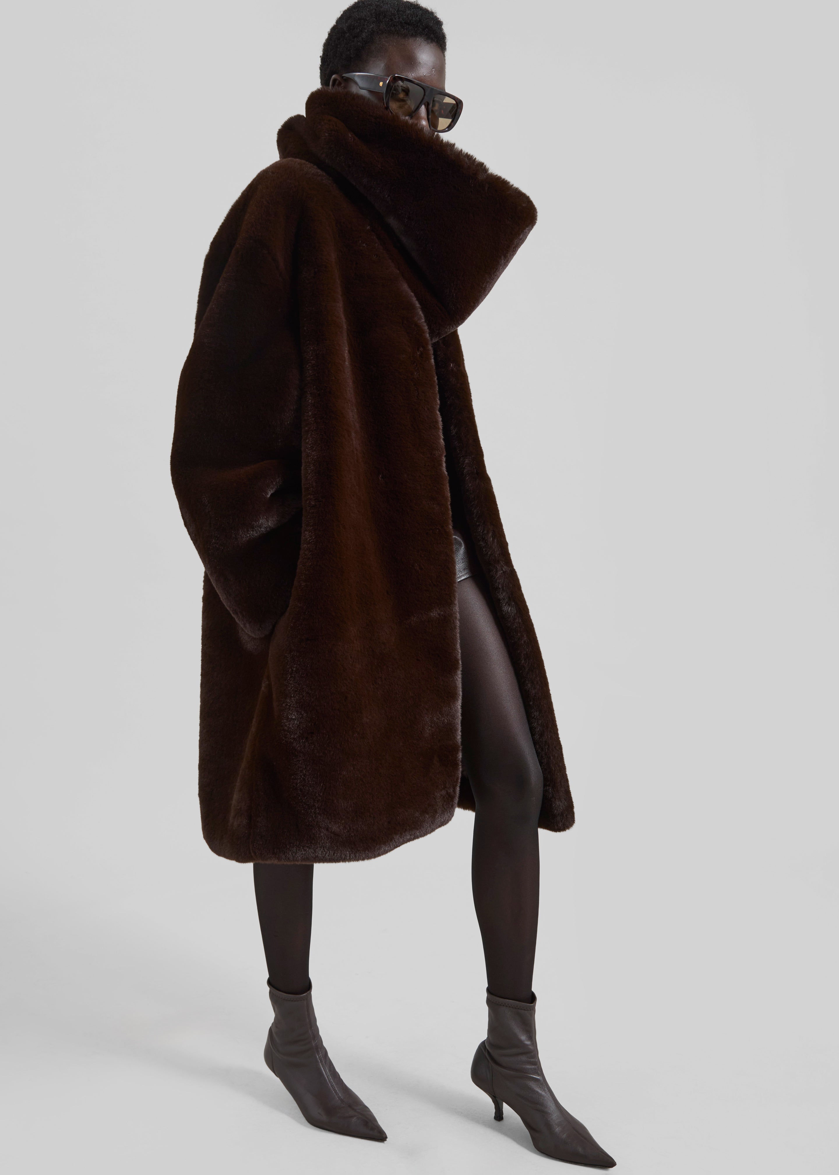 Ginevra Faux Fur Scarf - Brown - 11