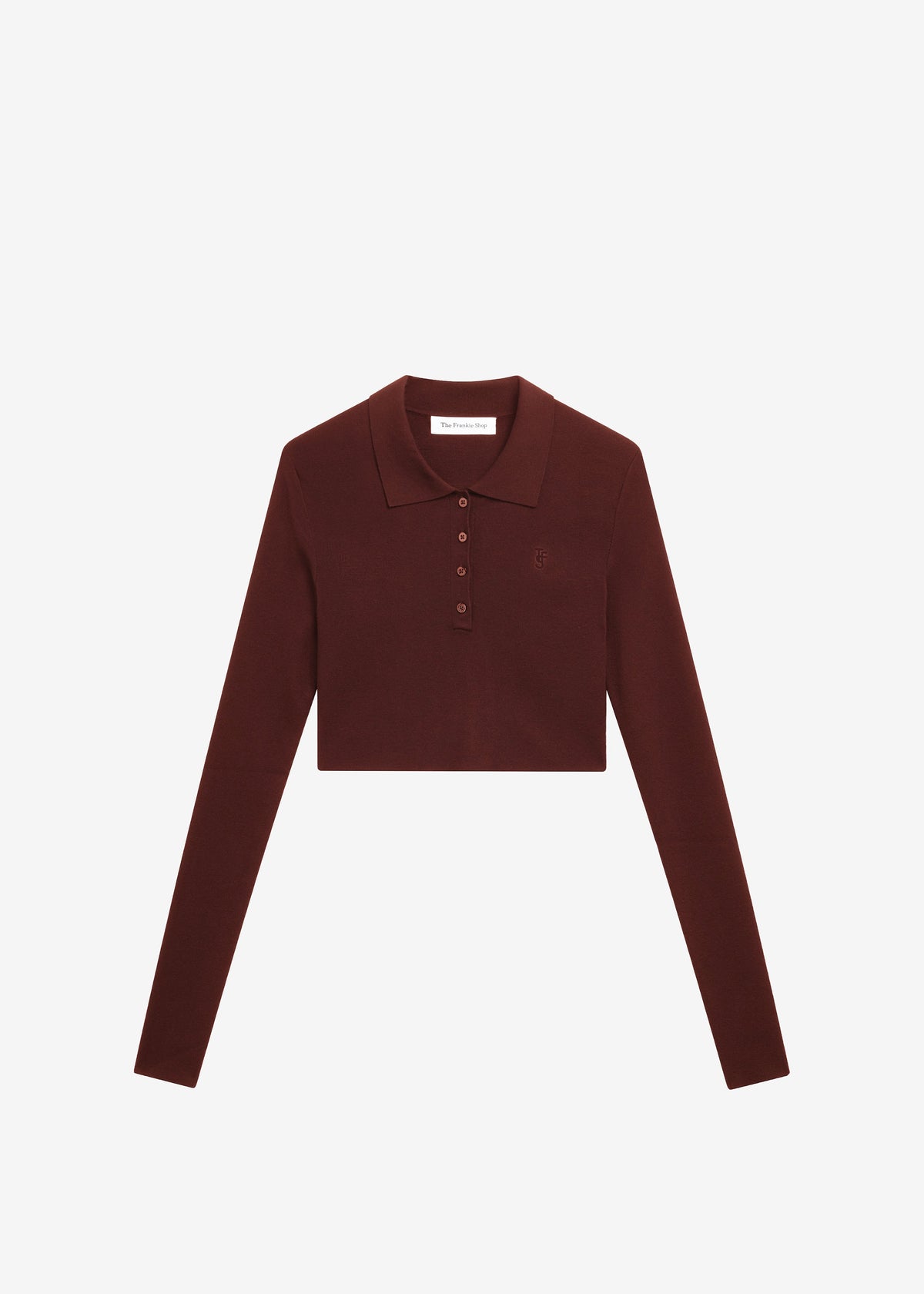 Giselle Cropped Knit Polo - Burgundy - 6