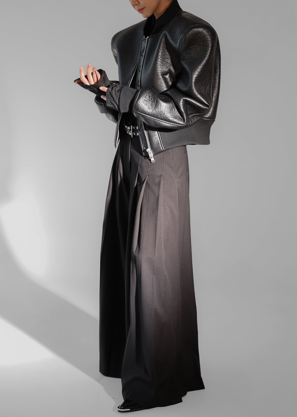 Glane Faux Leather Bomber Jacket - Black - 10