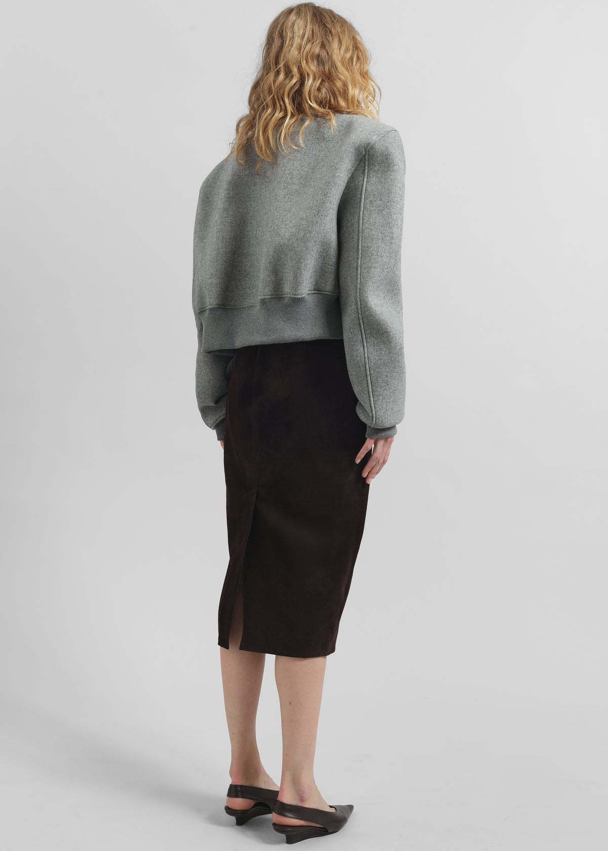 Glane Padded Wool Bomber Jacket - Grey Melange - 6