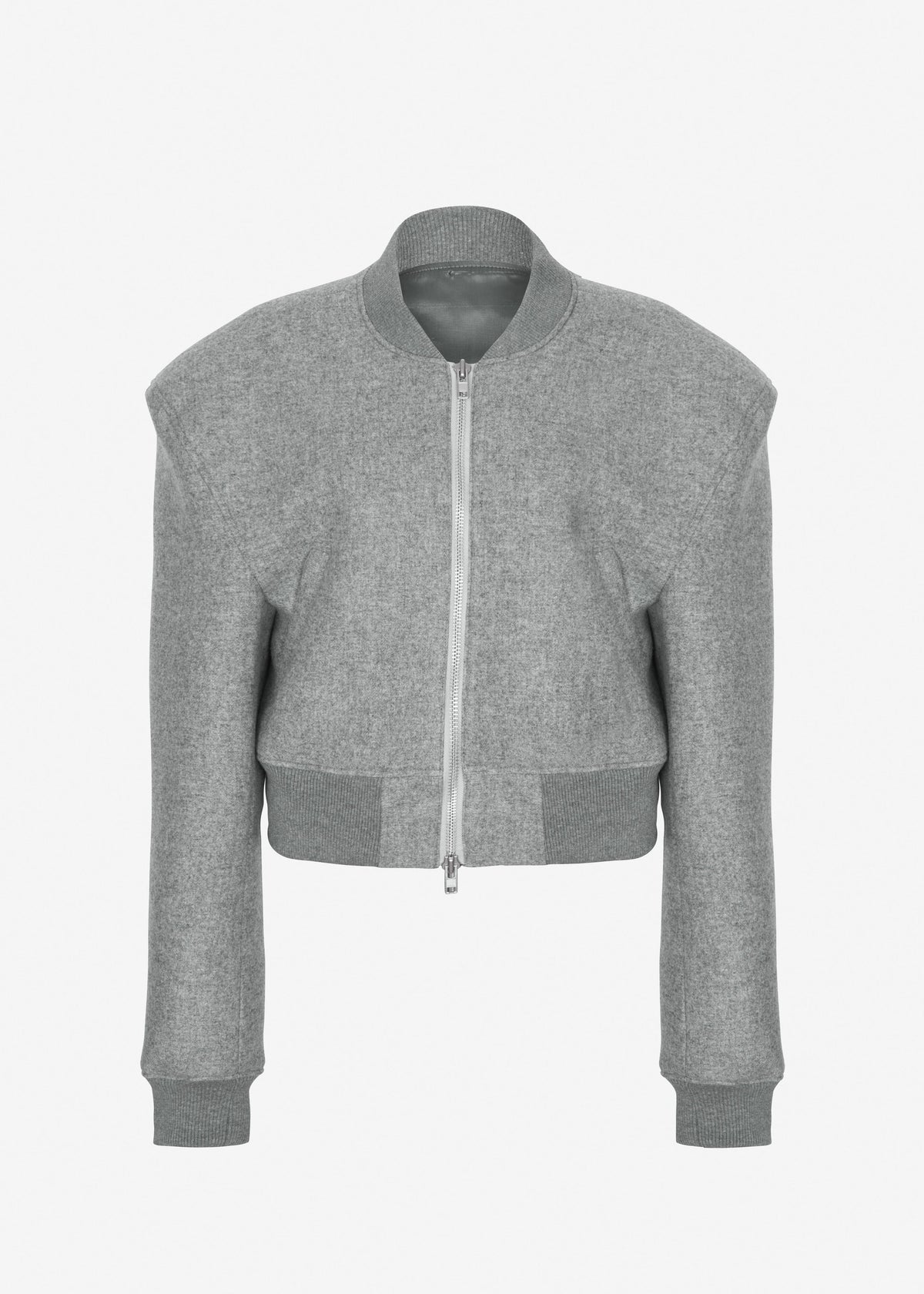 Glane Padded Wool Bomber Jacket - Grey Melange - 7