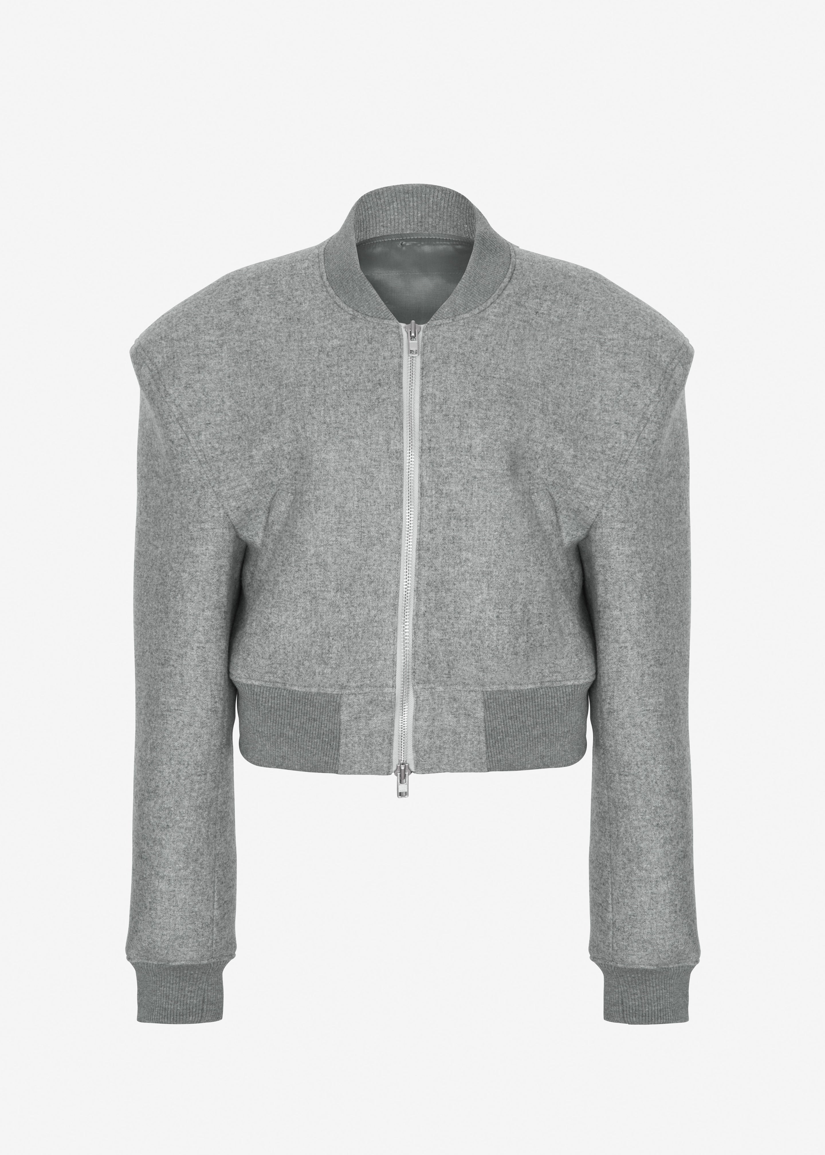 Glane Padded Wool Bomber Jacket - Grey Melange - 7