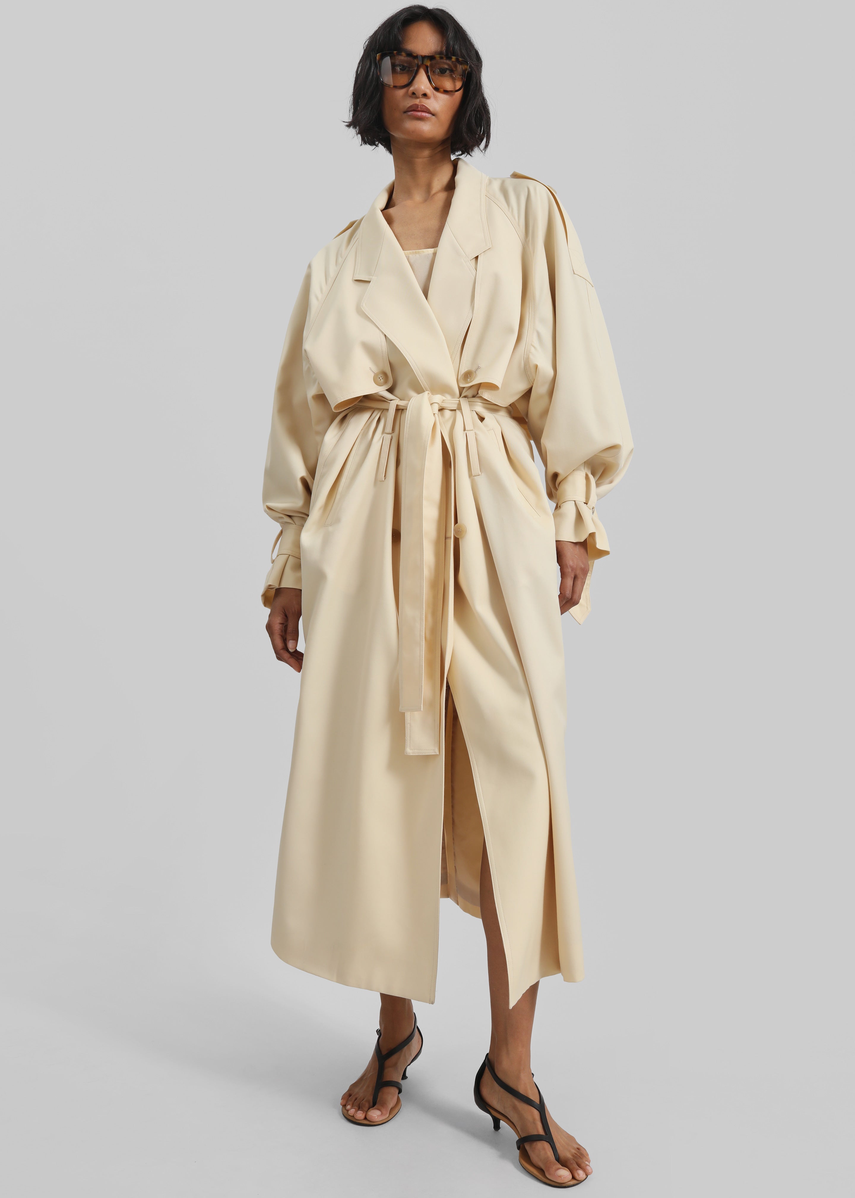 Glendale Double Belt Loop Trench - Pale Yellow - 3
