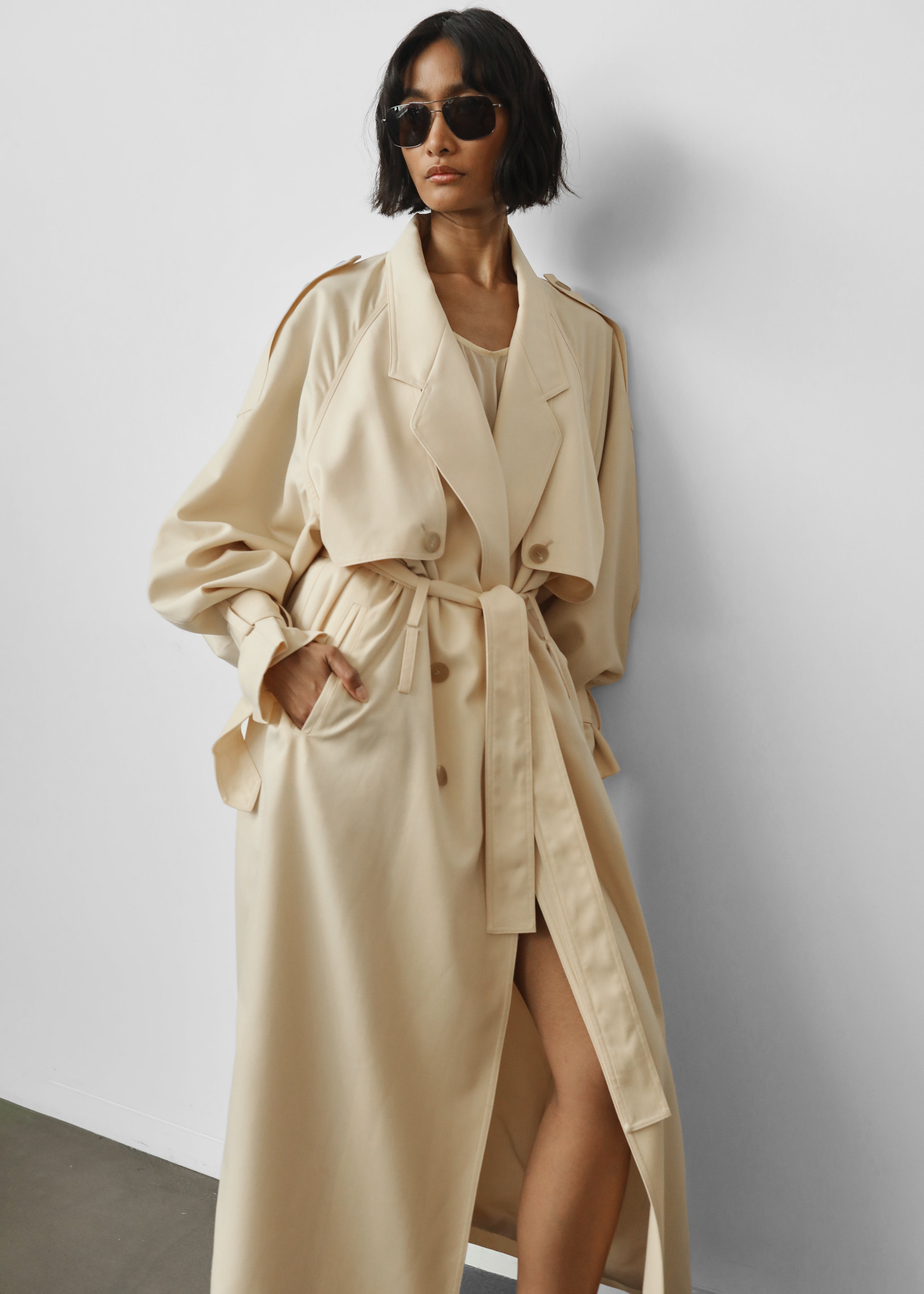 Glendale Double Belt Loop Trench - Pale Yellow - 7