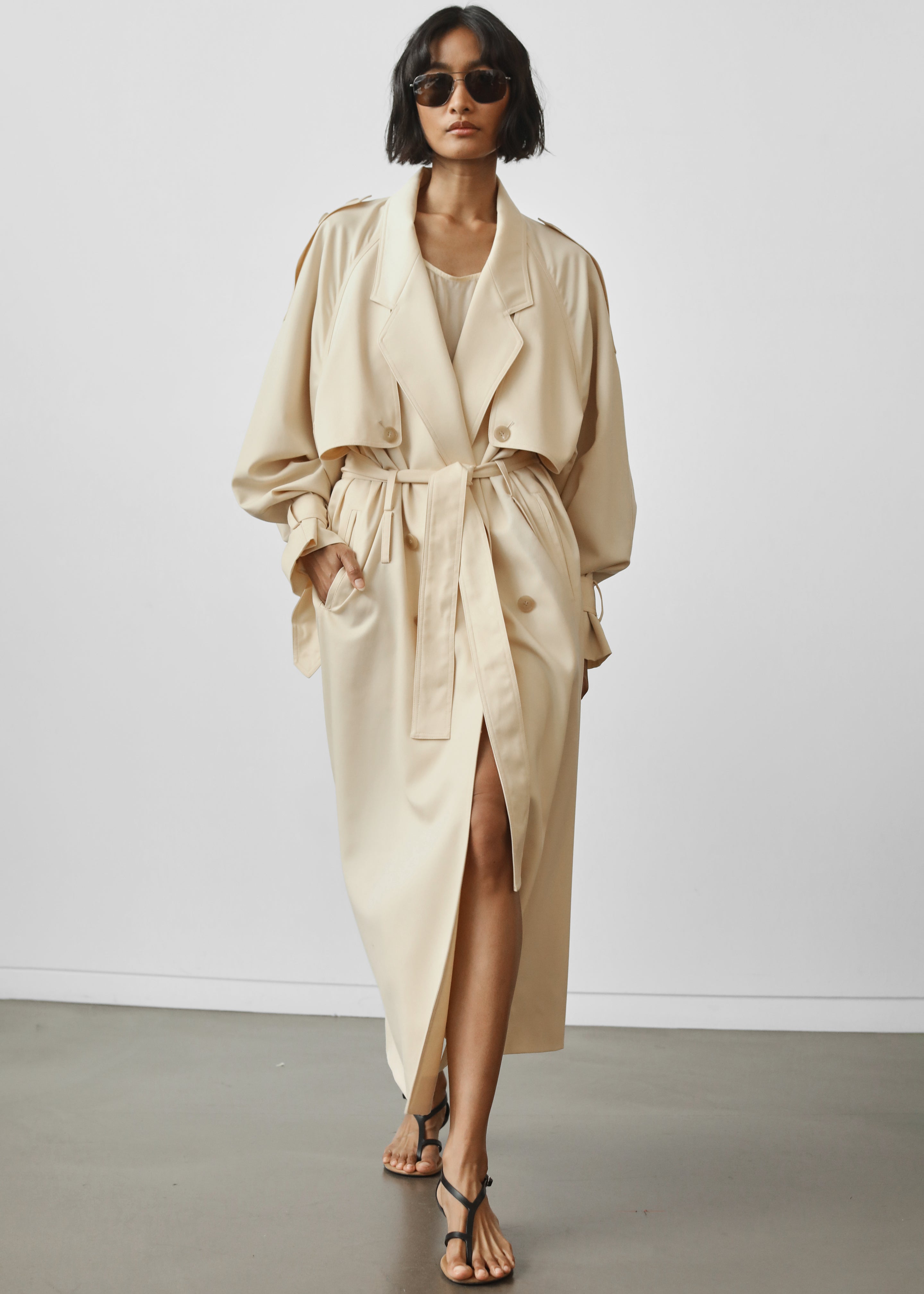 Glendale Double Belt Loop Trench - Pale Yellow - 5