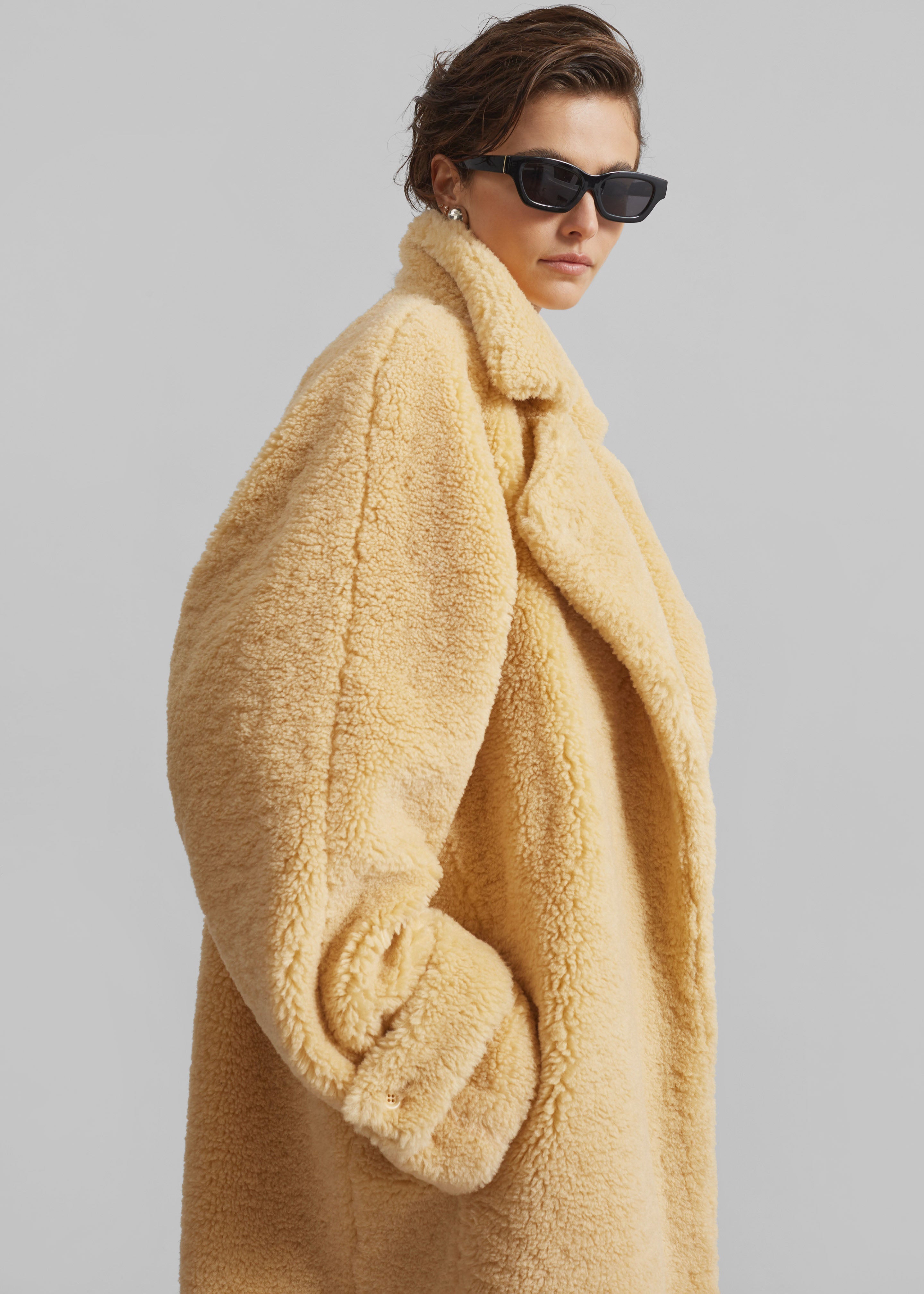 Gresham Faux Shearling Robe Coat - Yellow - 3