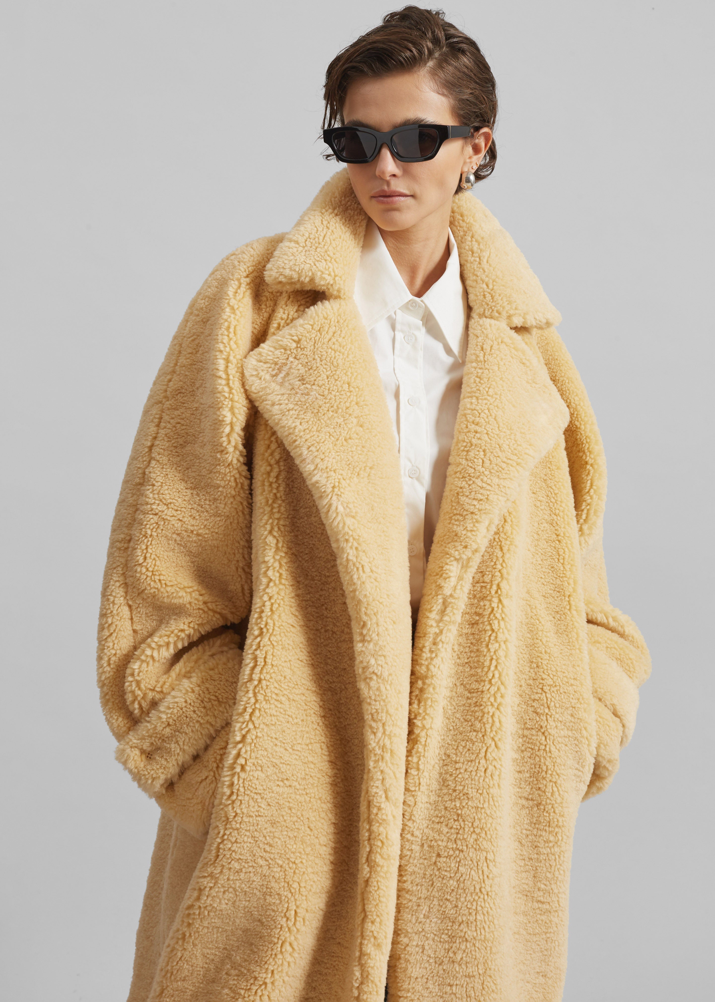 Gresham Faux Shearling Robe Coat - Yellow - 4