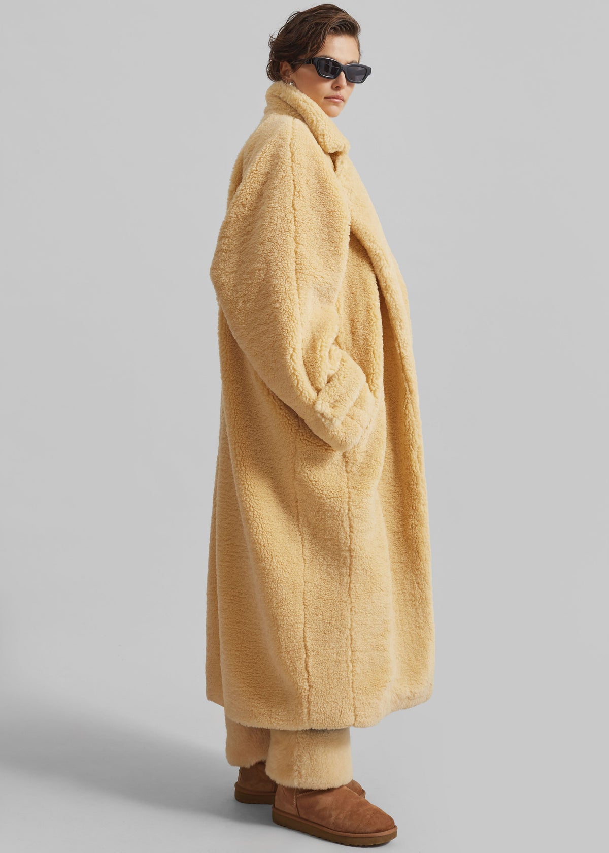 Gresham Faux Shearling Robe Coat - Yellow - 7