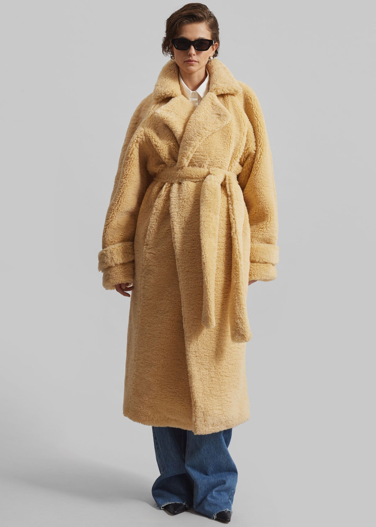 Gresham Faux Shearling Robe Coat - Yellow - 5