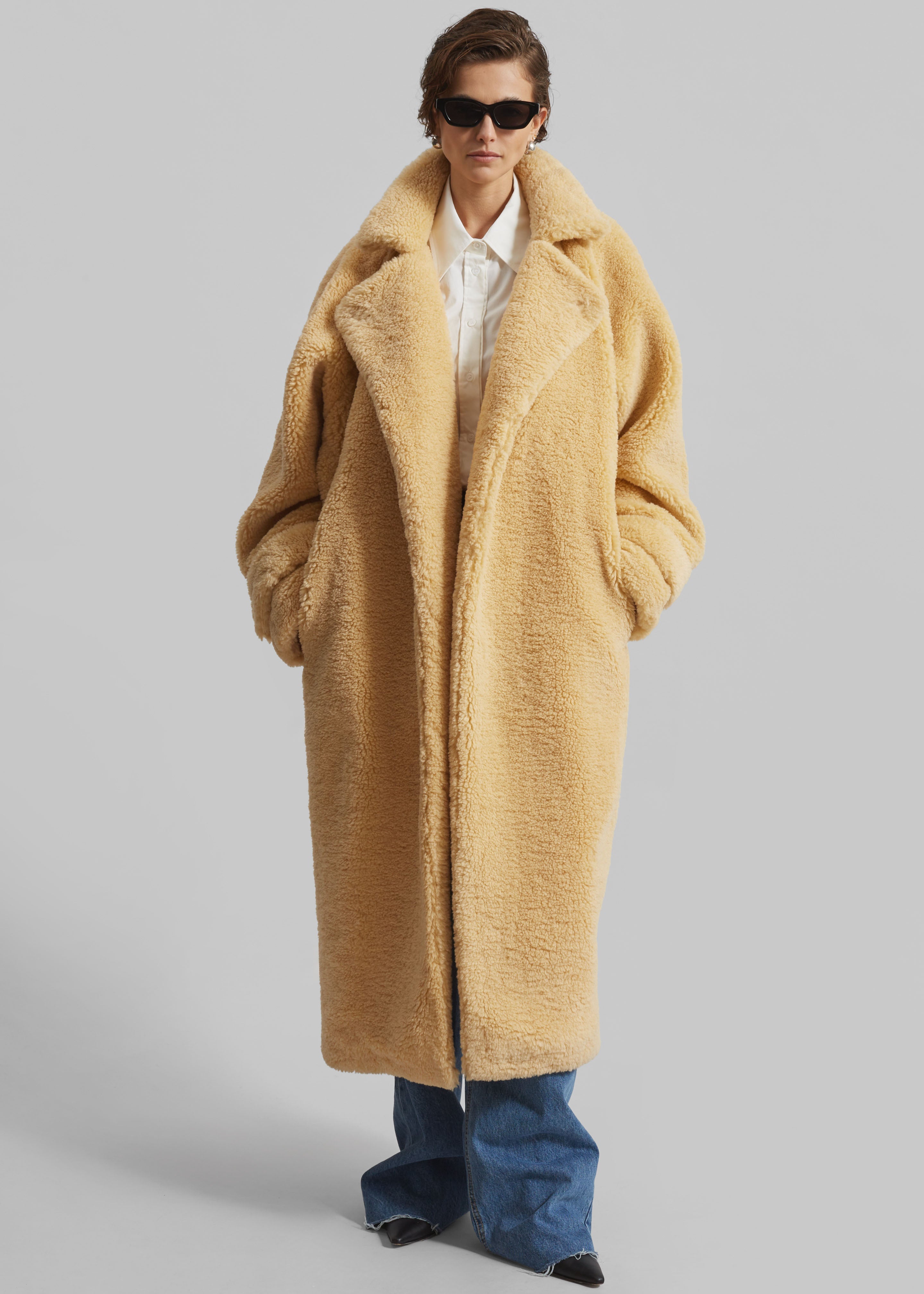 Gresham Faux Shearling Robe Coat - Yellow - 8