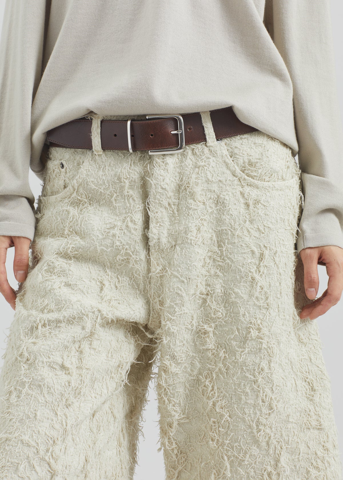 Haikure New Becky Fur Denim Shorts - Ecru - 3