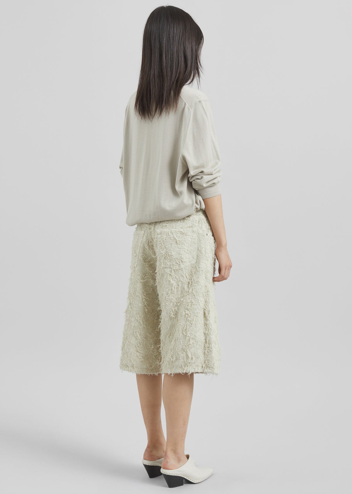 Haikure New Becky Fur Denim Shorts - Ecru - 8
