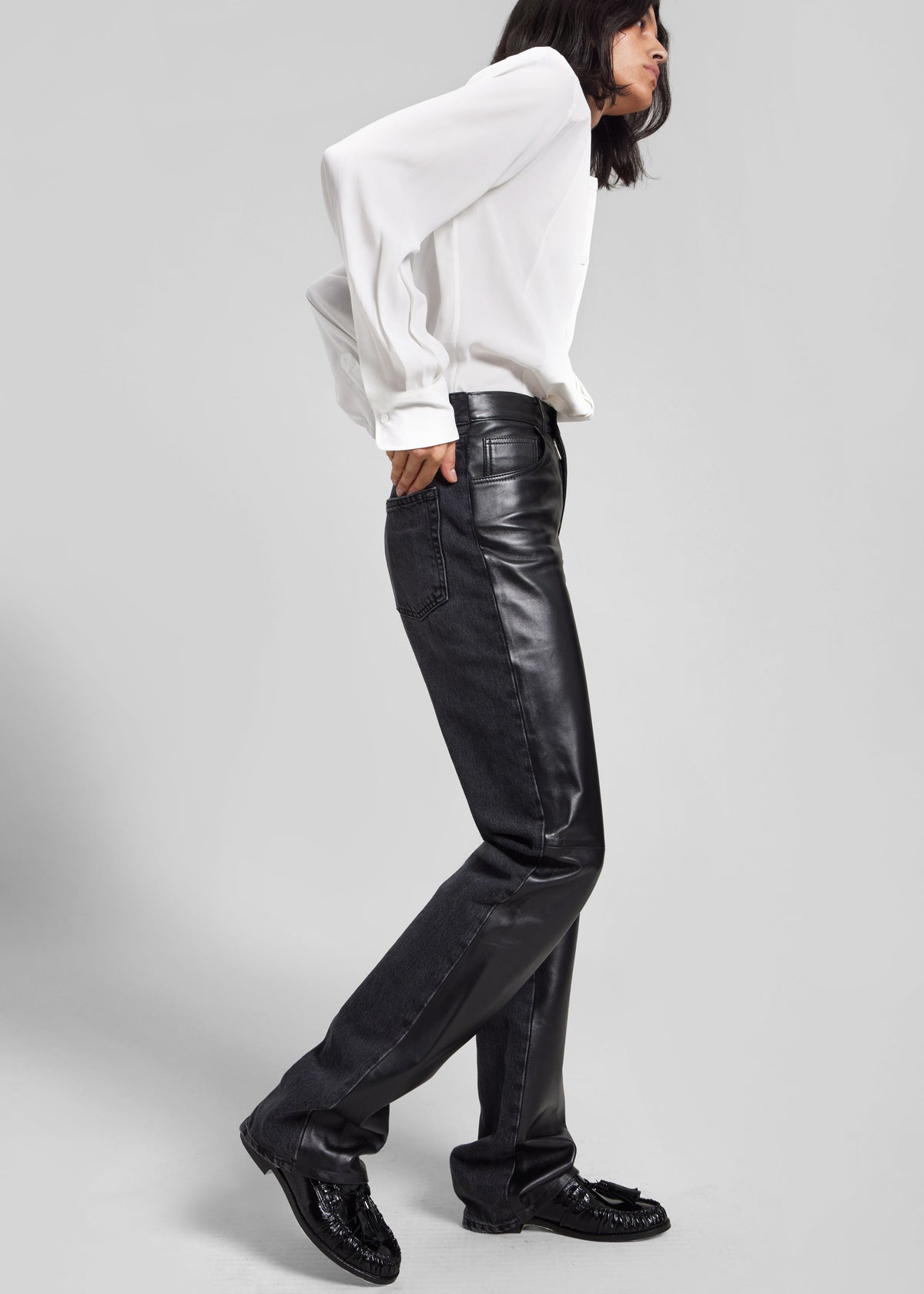 Haikure Star Jeans - Black Denim/Leather - 1