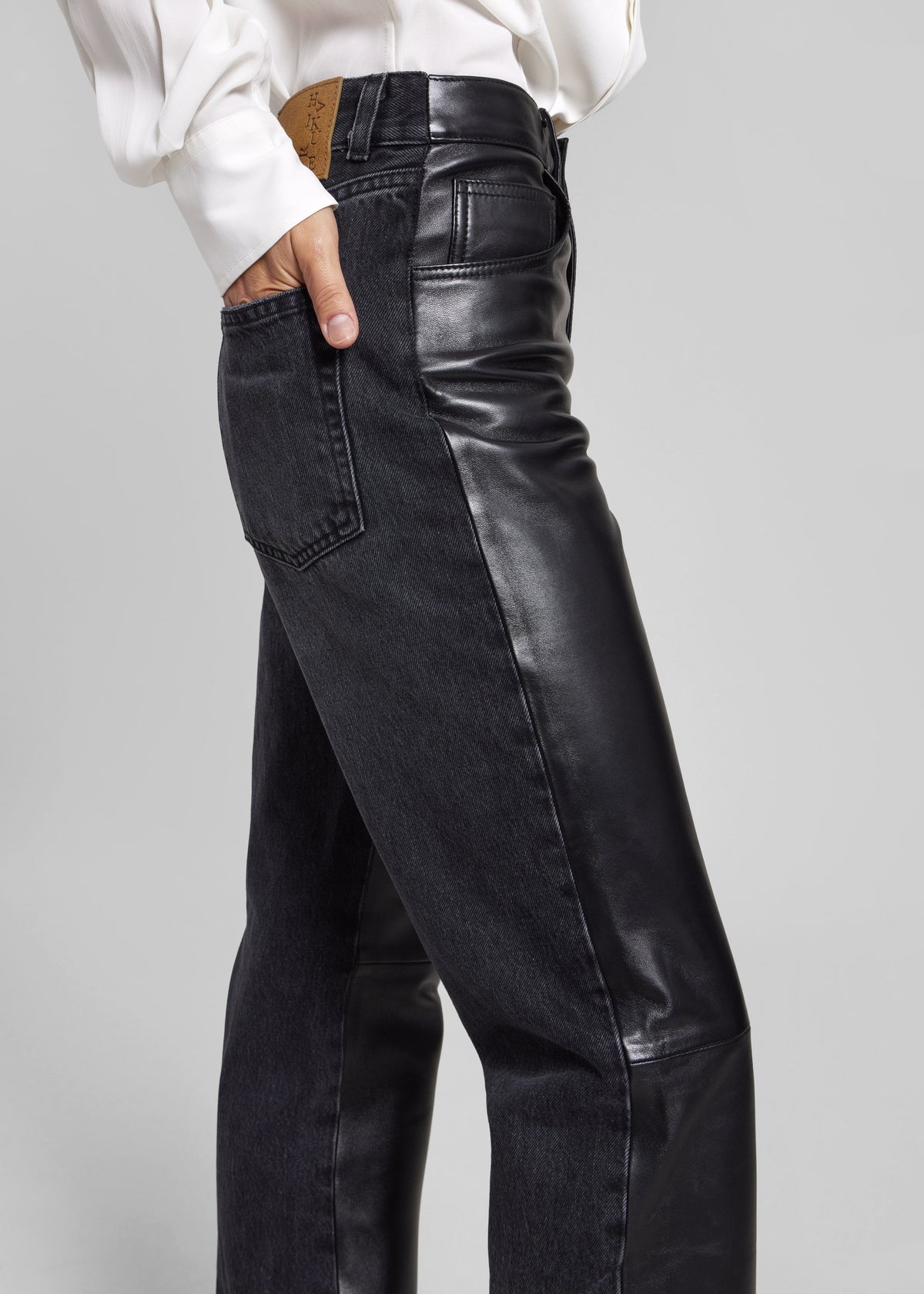 Haikure Star Jeans - Black Denim/Leather - 4