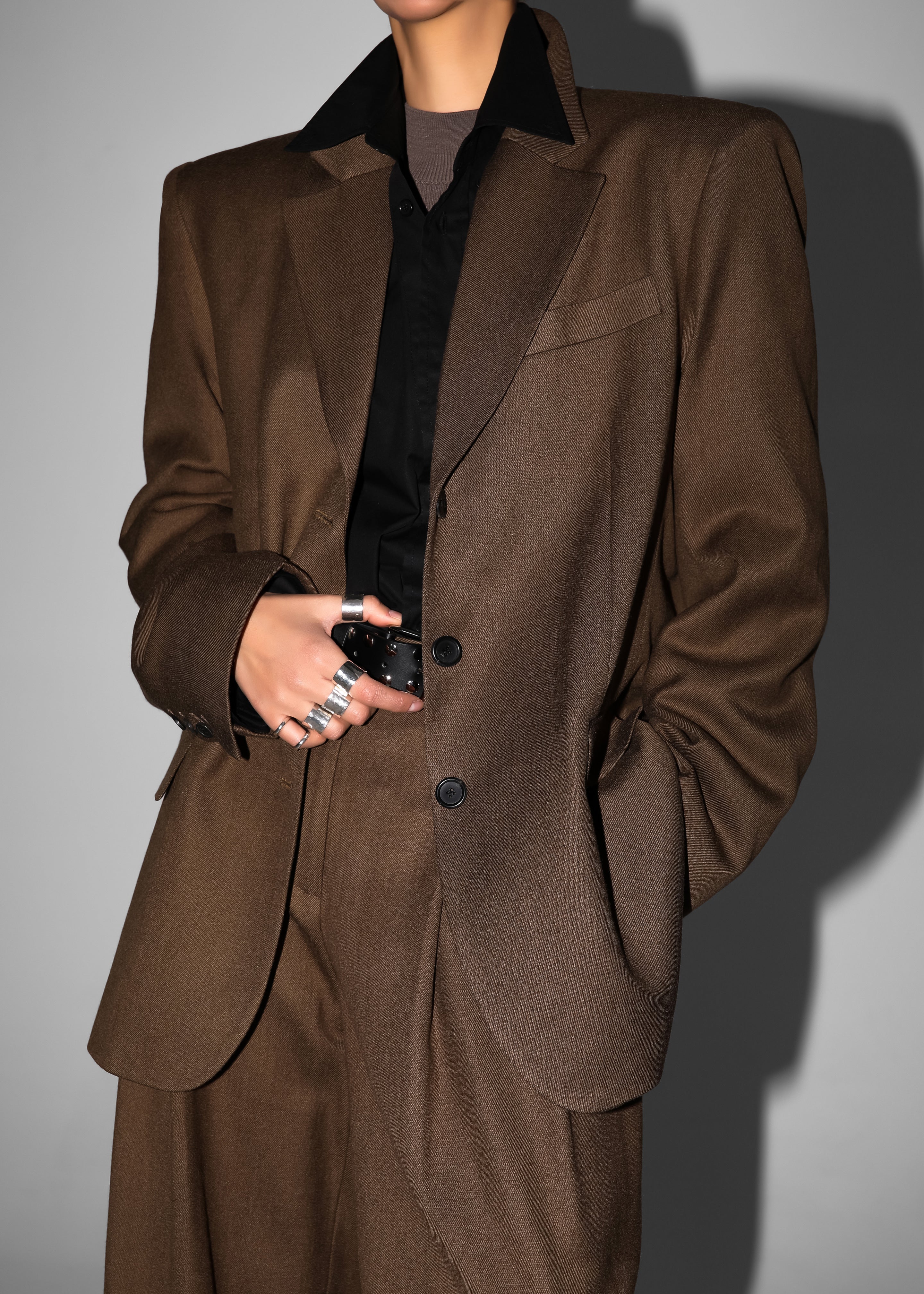 Halser Oversized Blazer - Brown - 5