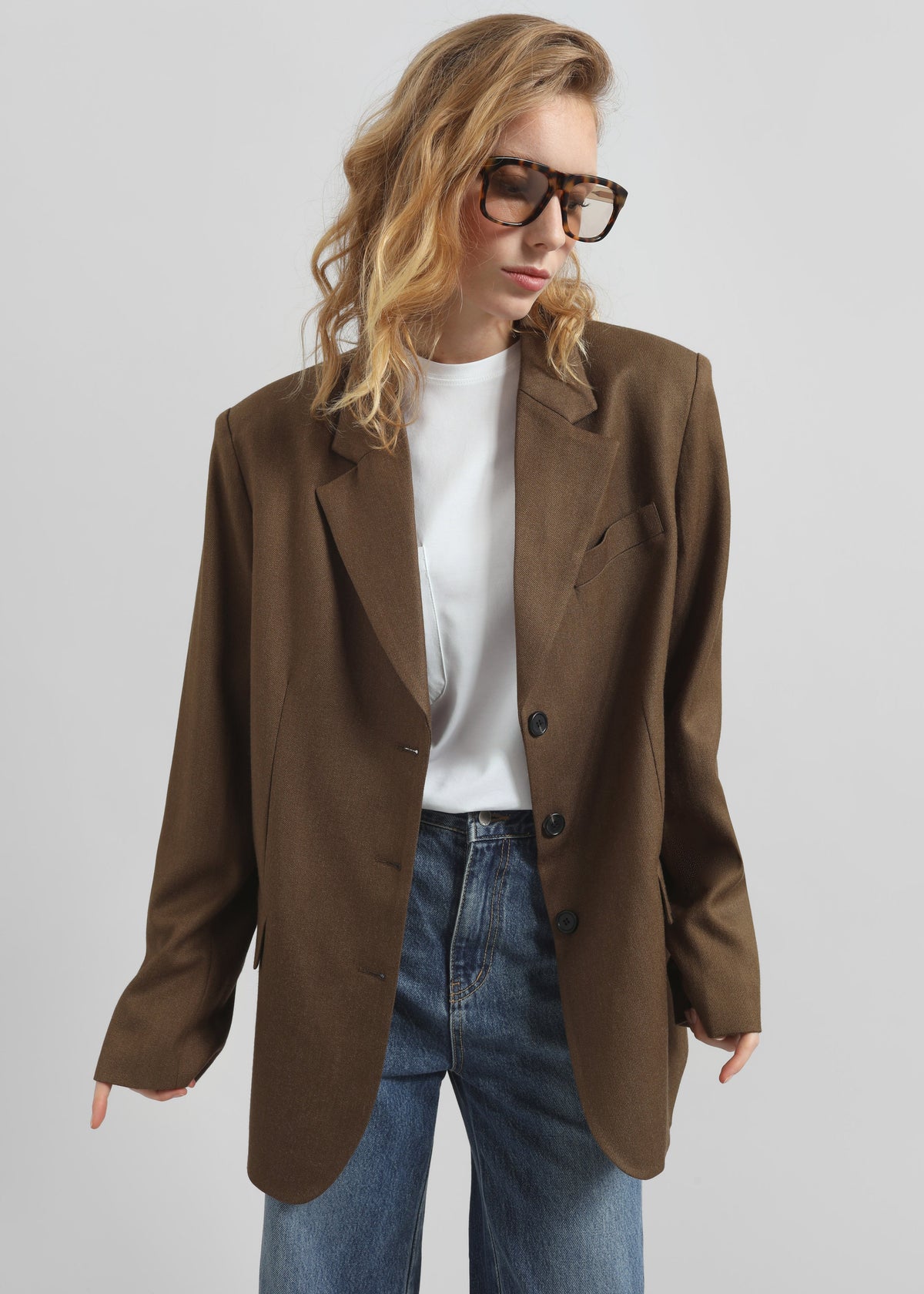 Halser Oversized Blazer - Brown - 4