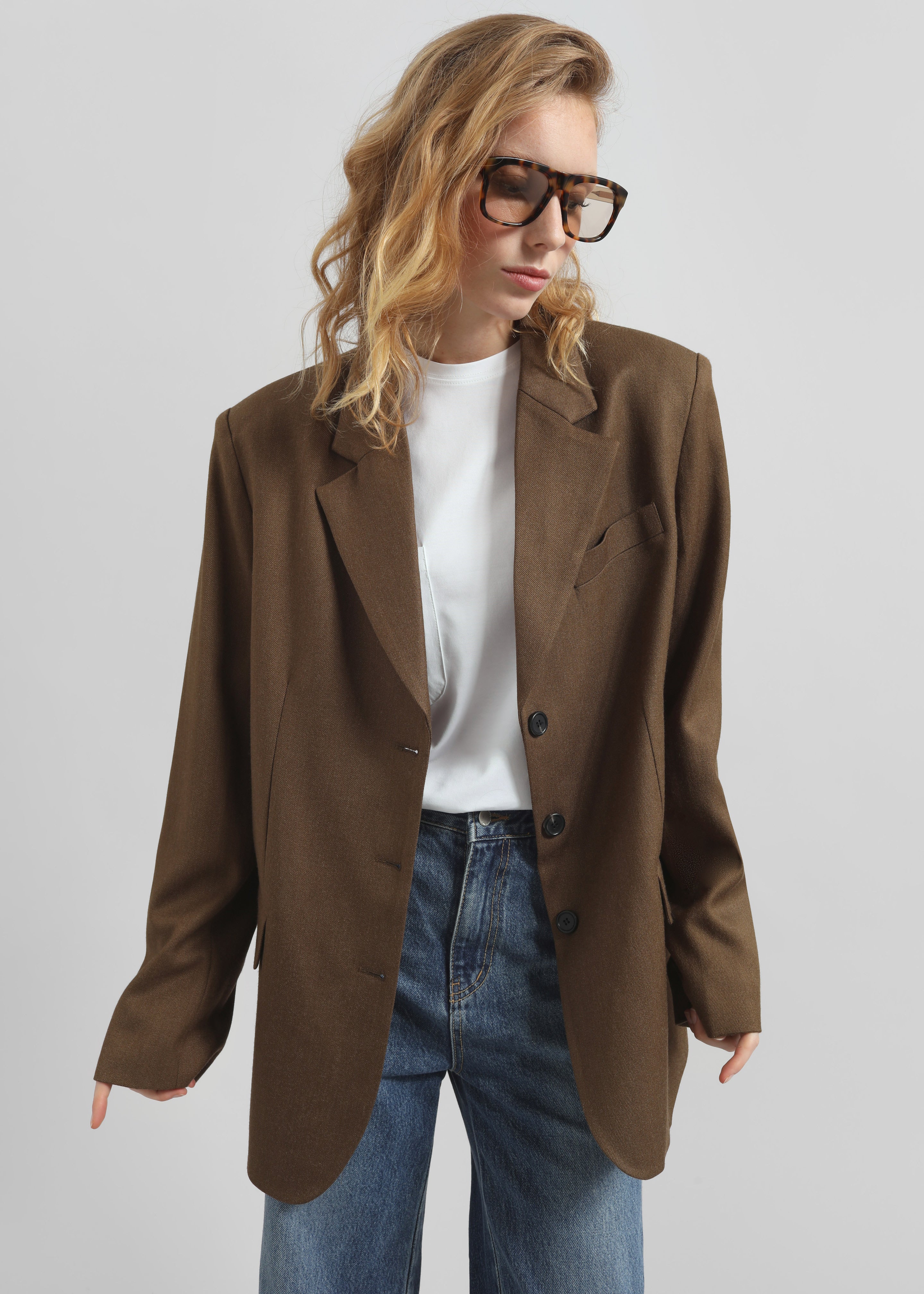 Halser Oversized Blazer - Brown - 4
