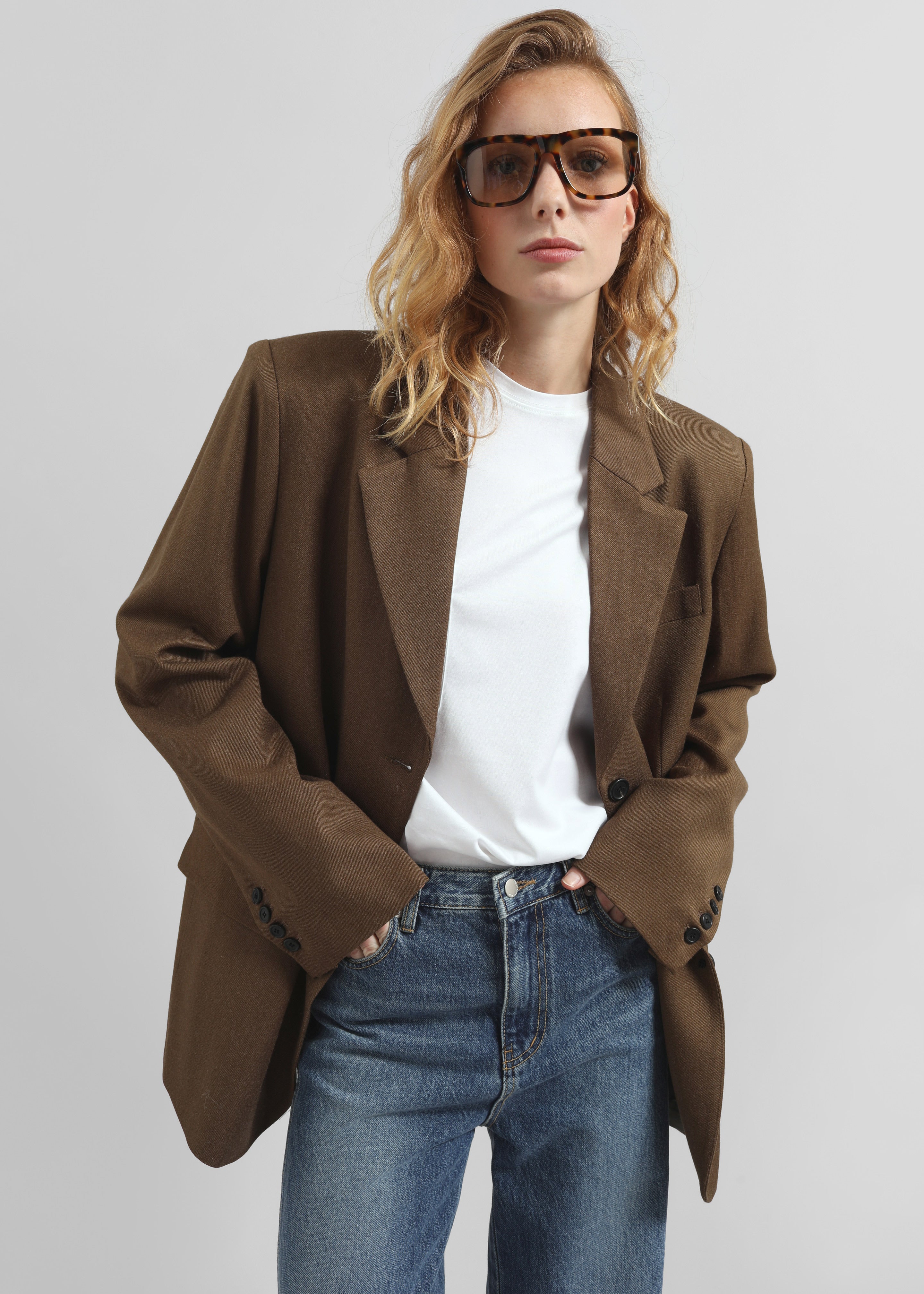 Halser Oversized Blazer - Brown - 1