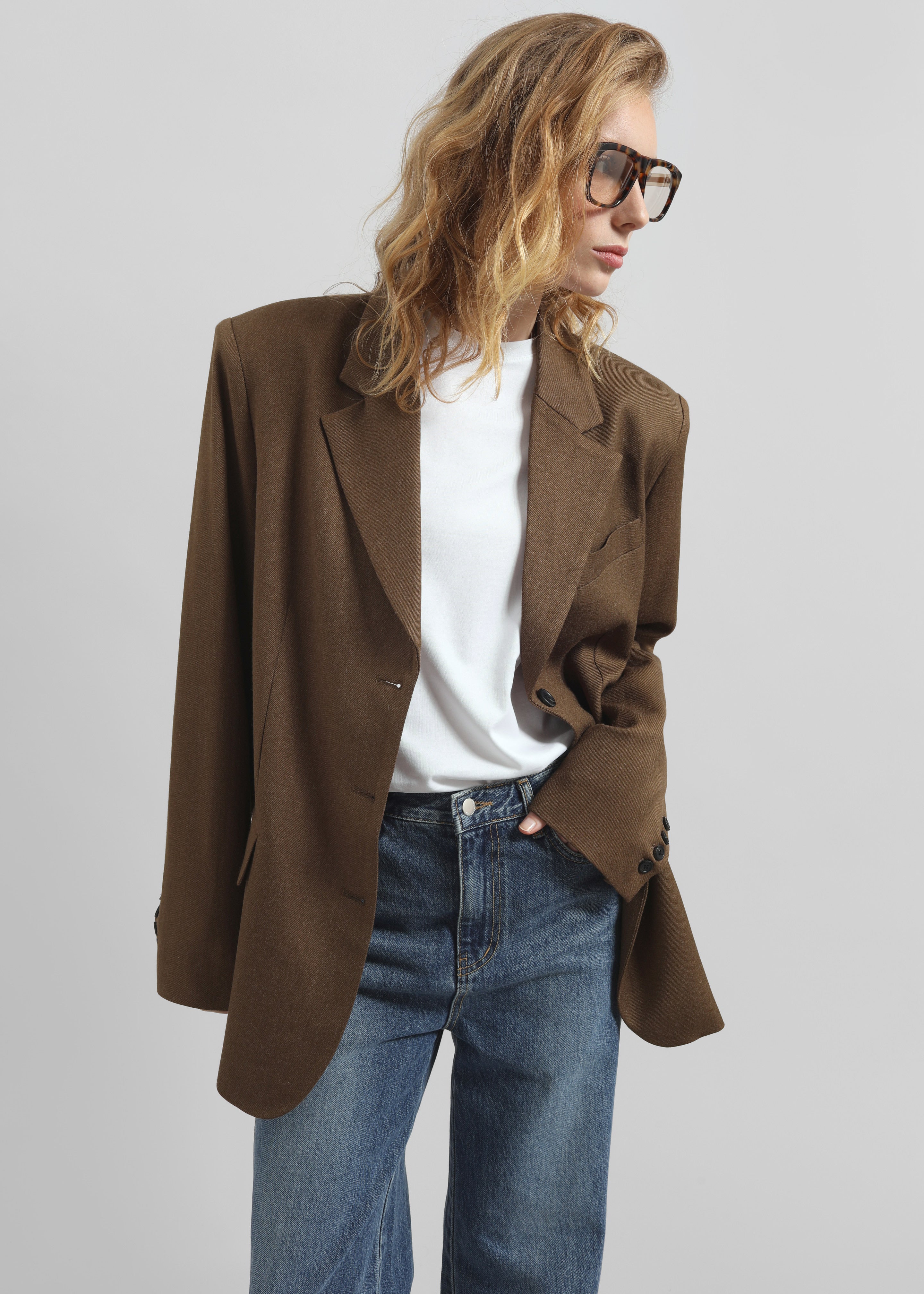 Halser Oversized Blazer - Brown - 7