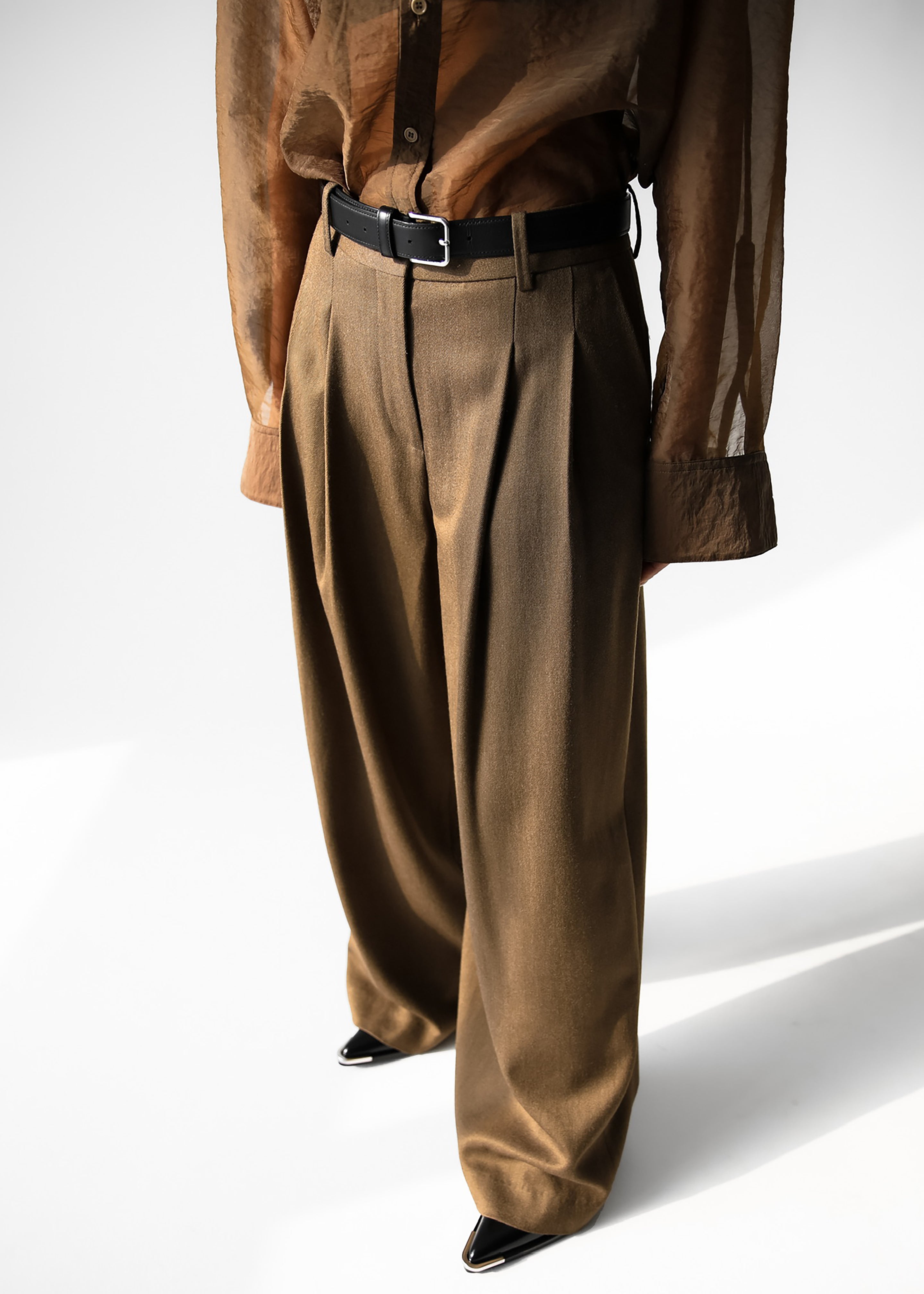 Halser Pintuck Trousers - Brown - 1