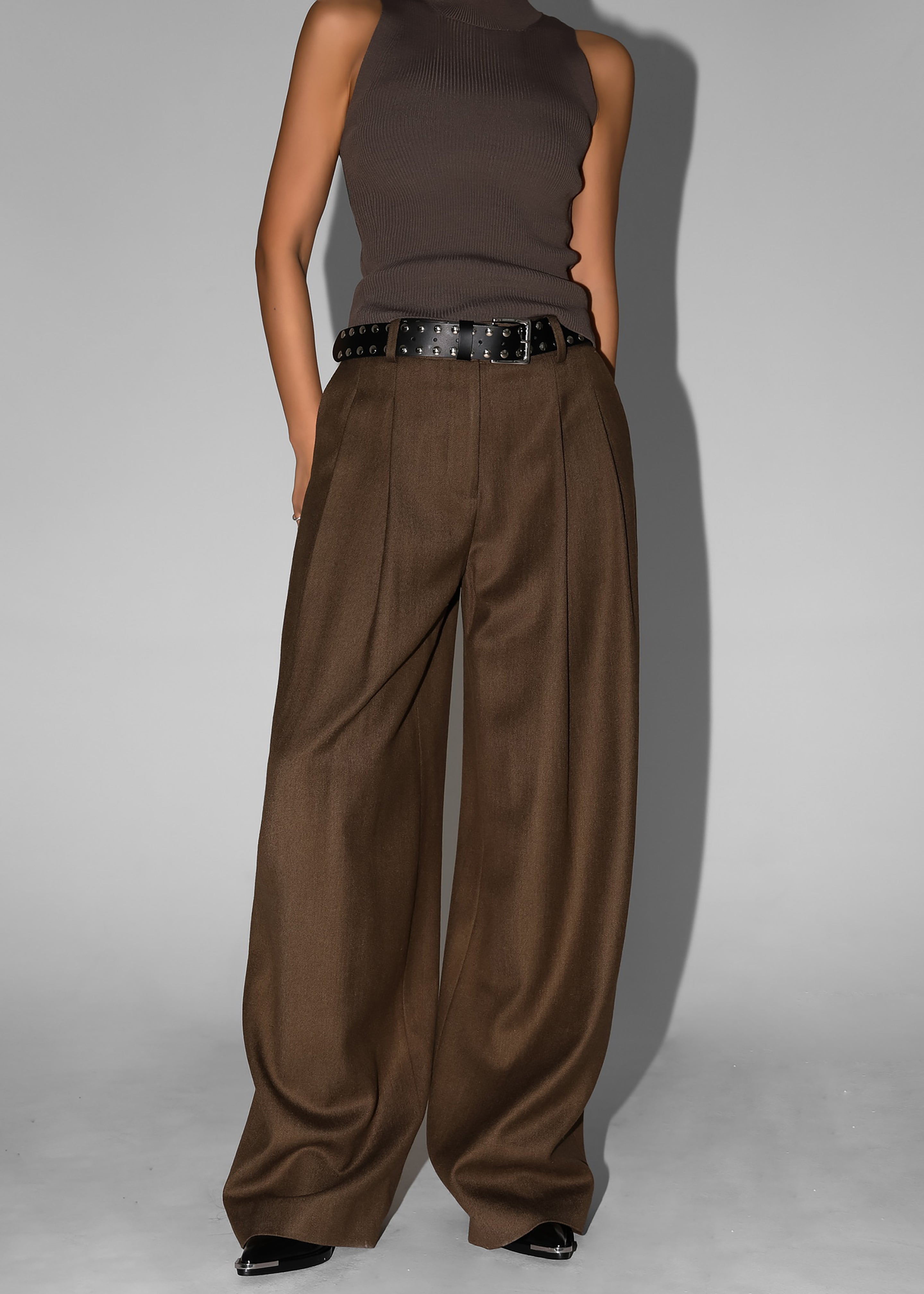 Halser Pintuck Trousers - Brown - 8
