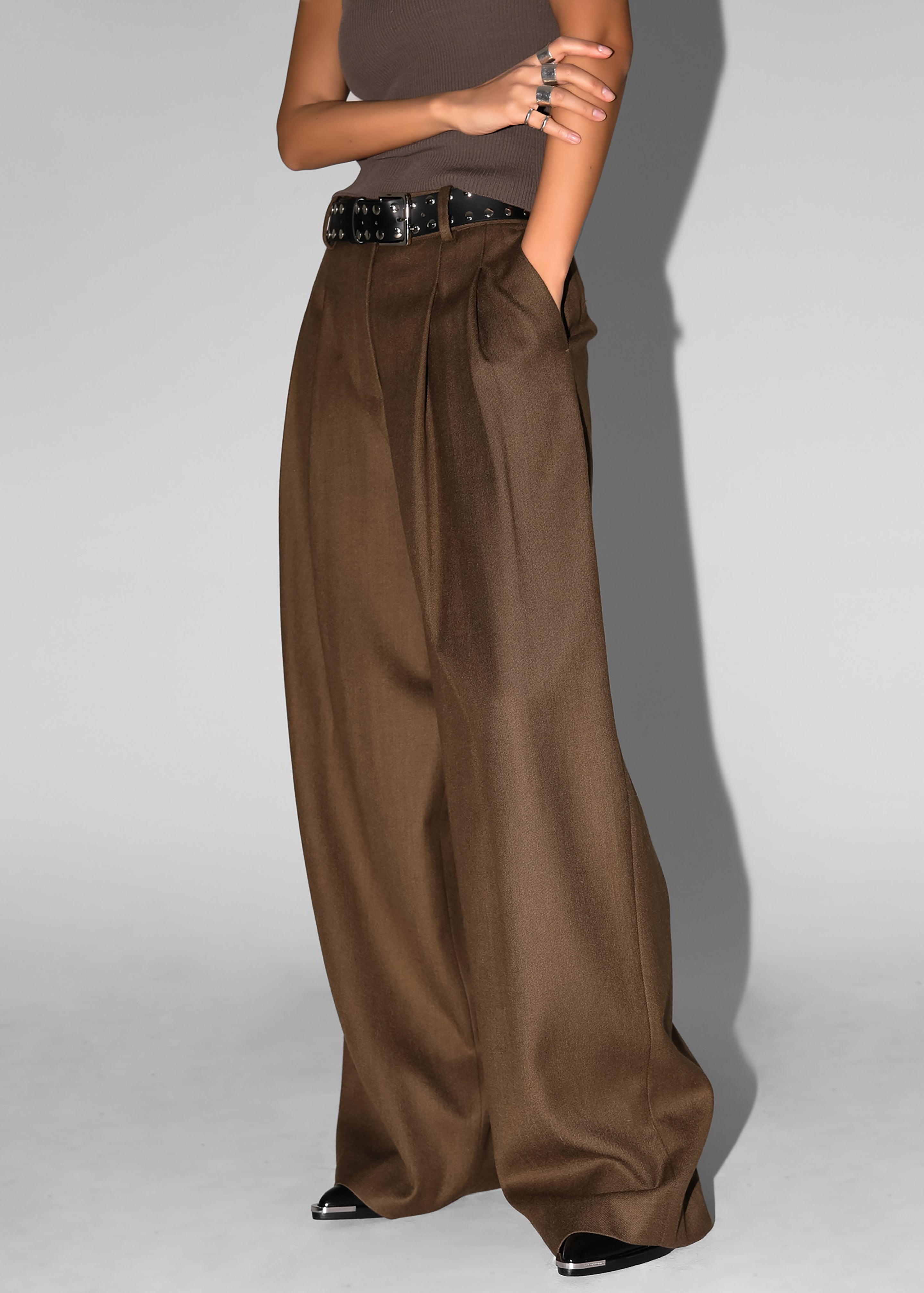 Halser Pintuck Trousers - Brown - 9