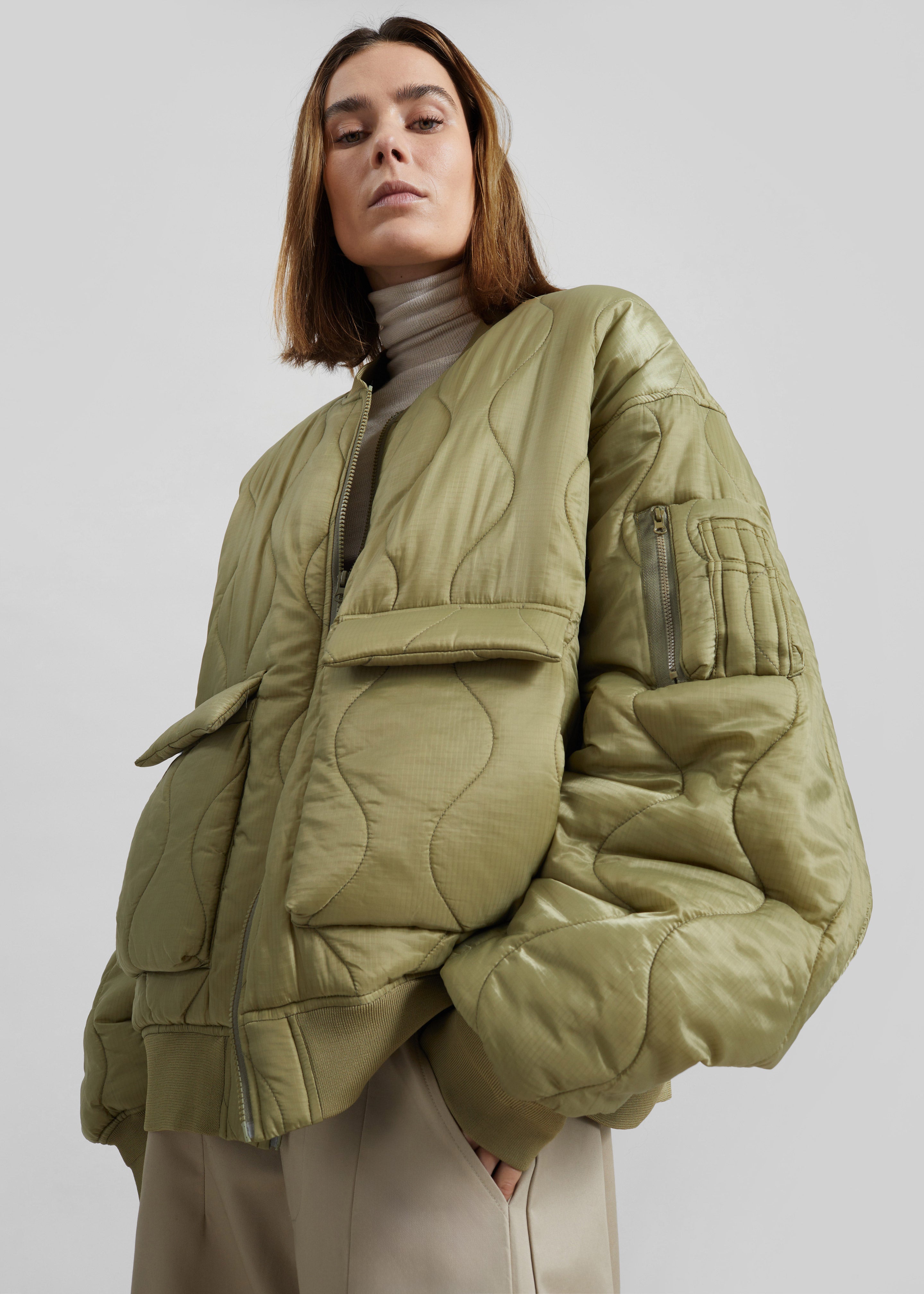 Halsey Quilted Bomber Jacket - Moss Green – The Frankie Shop Europe