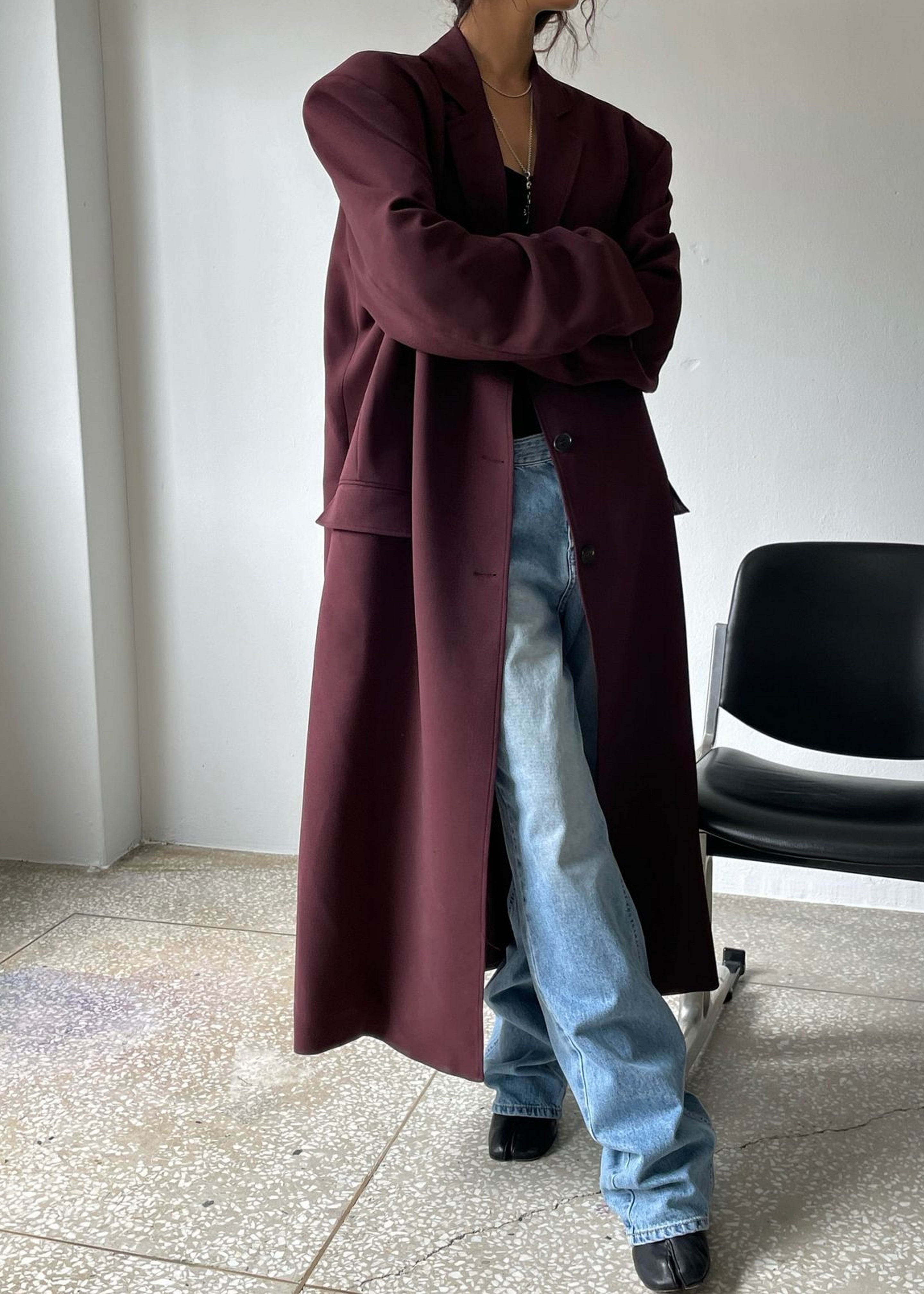 Hampton Long Coat Burgundy