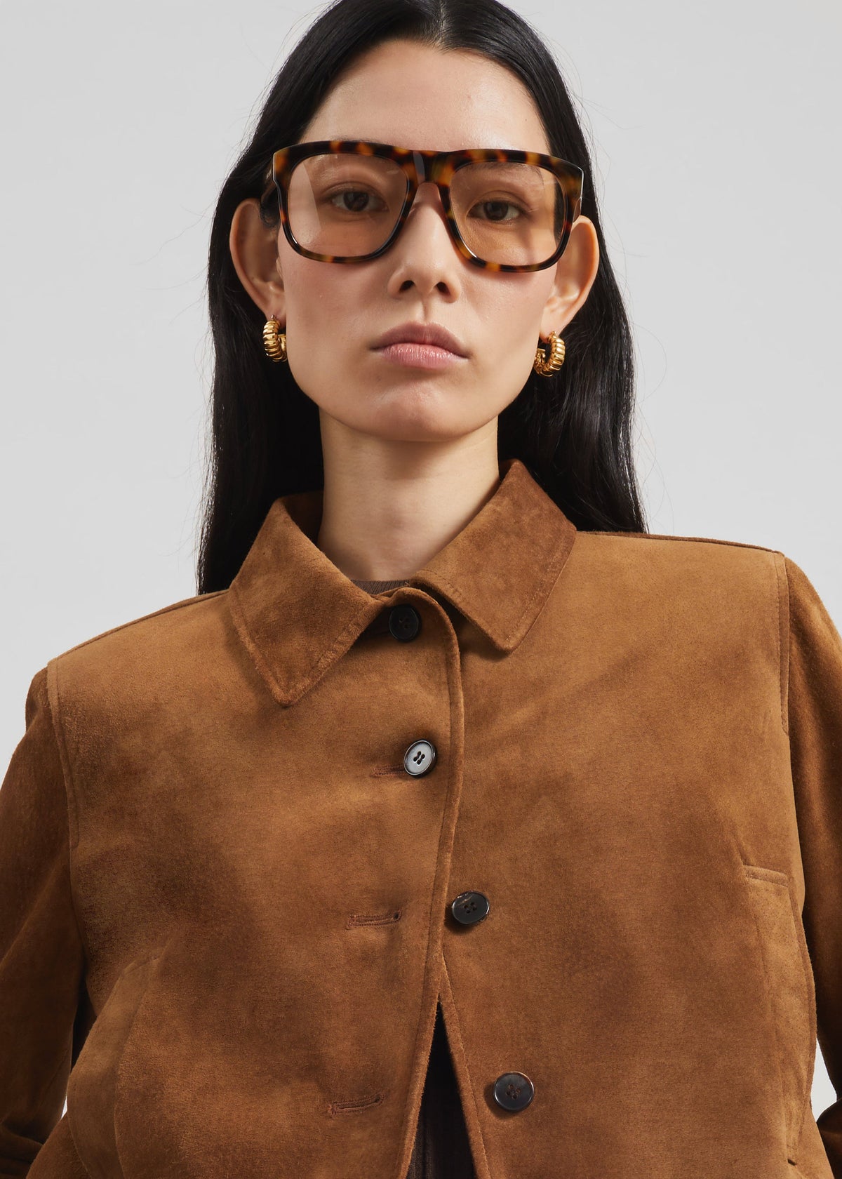 Hartford Suede Short Jacket - Dark Camel - 5