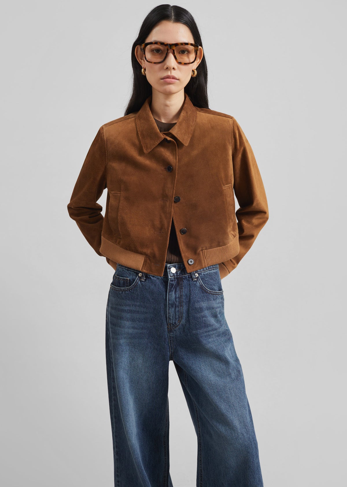 Hartford Suede Short Jacket - Dark Camel - 4