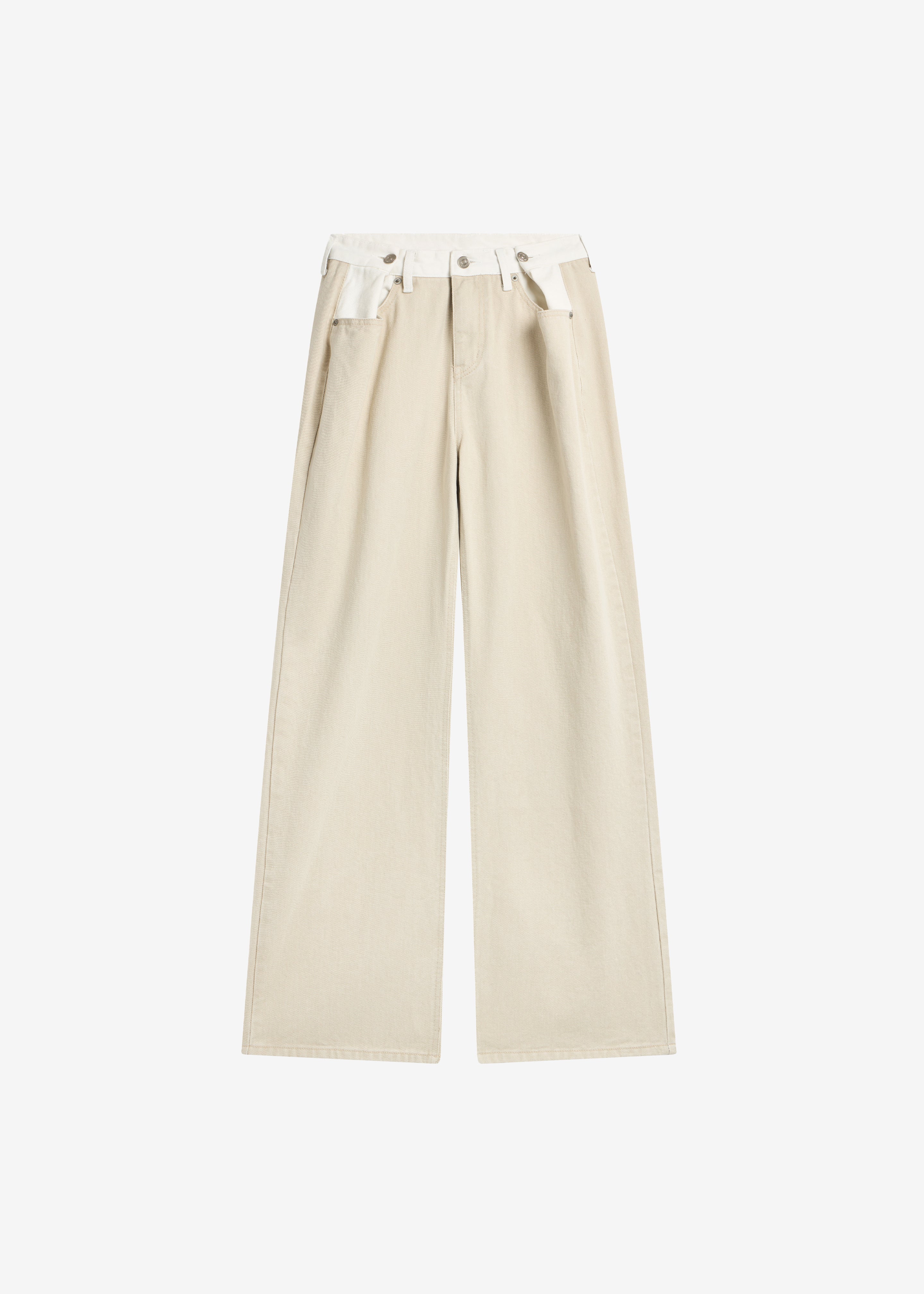 Hayla Contrast Denim Pants - Beige/Off White - 9