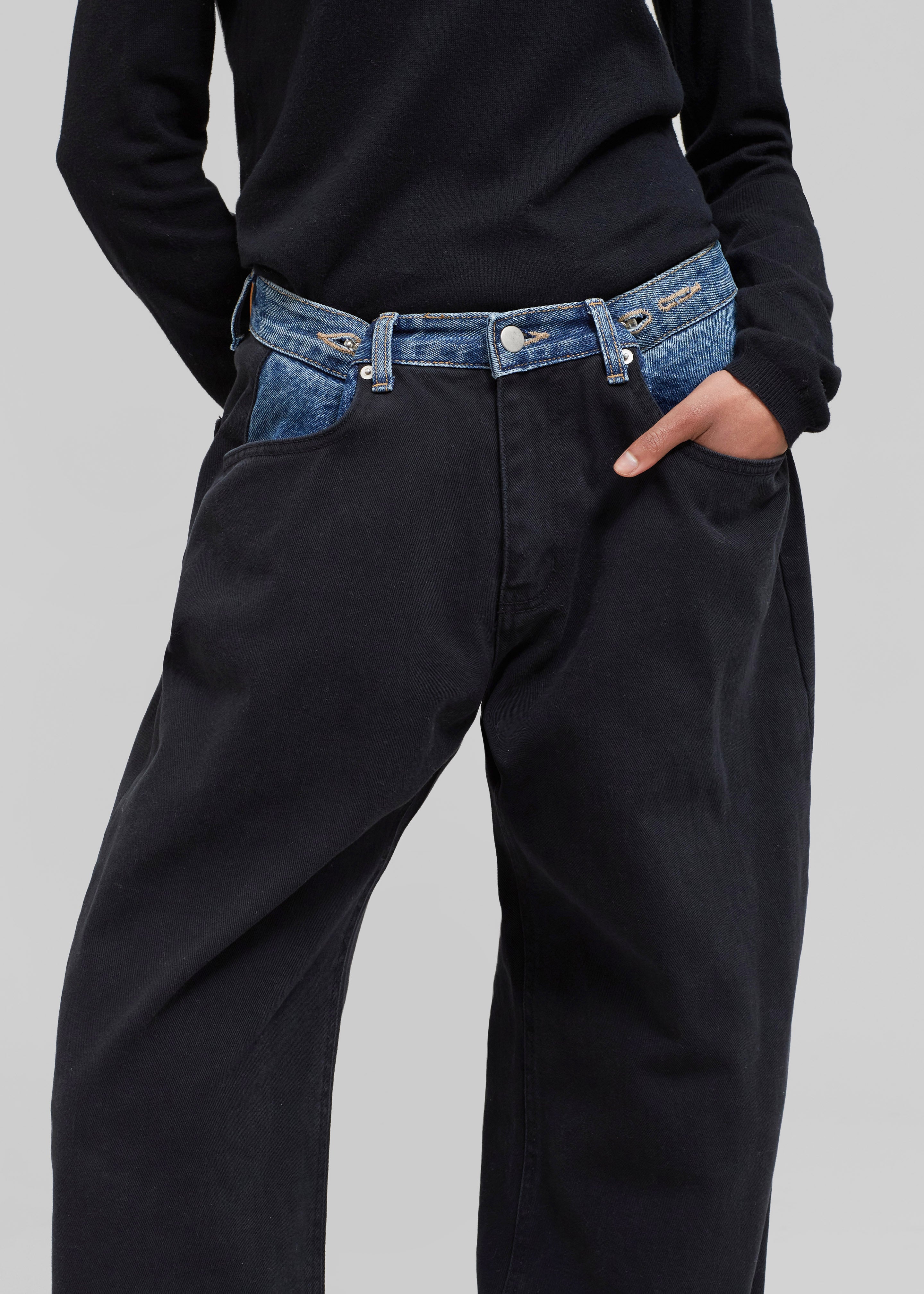 Hayla Contrast Denim Pants - Black/Blue - 5
