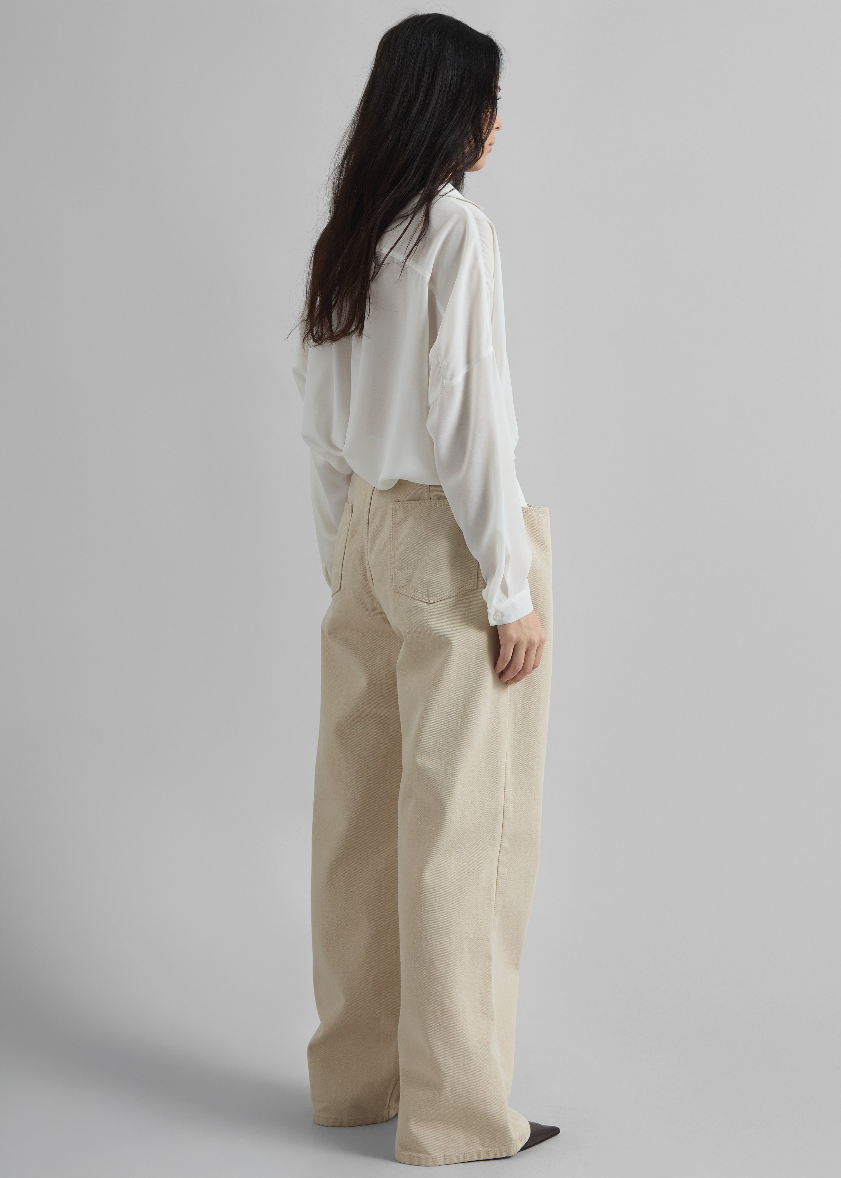 Hayla Contrast Denim Pants - Beige/Off White - 8